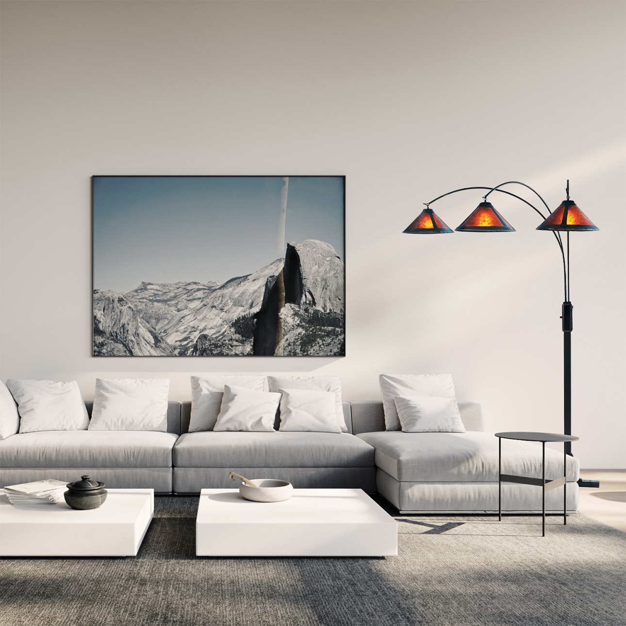 Espresso Bronze Adjustable Multi-Head Arc Floor Lamp