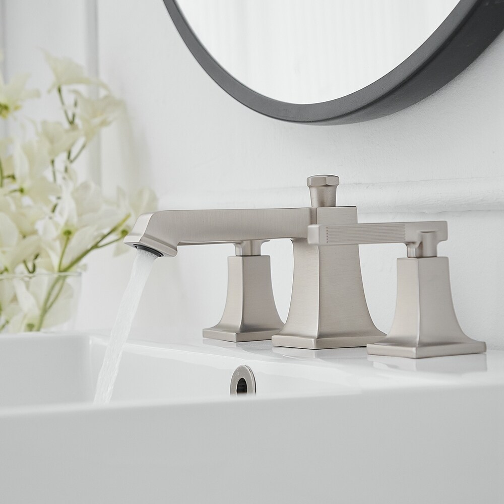 Brushed Nickel Widespread 2-Handle Bathroom Faucet with Drain Assembly