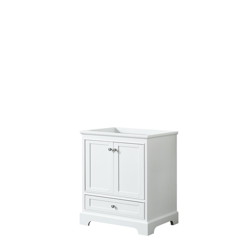 Wyndham Collection WCS202030SWHCXSXXMXX Deborah 30-in White with Polished Chrome Trim Bathroom Vanity Base Cabinet without Top