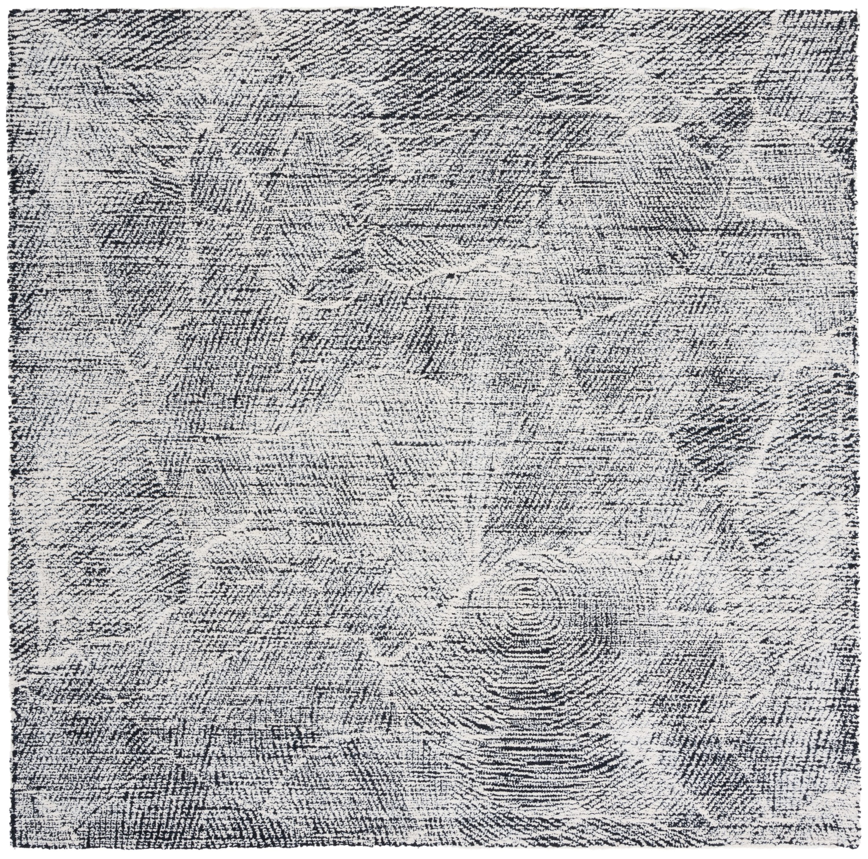 Hand-Tufted Wool Metro Elegance 6' Black Square Area Rug