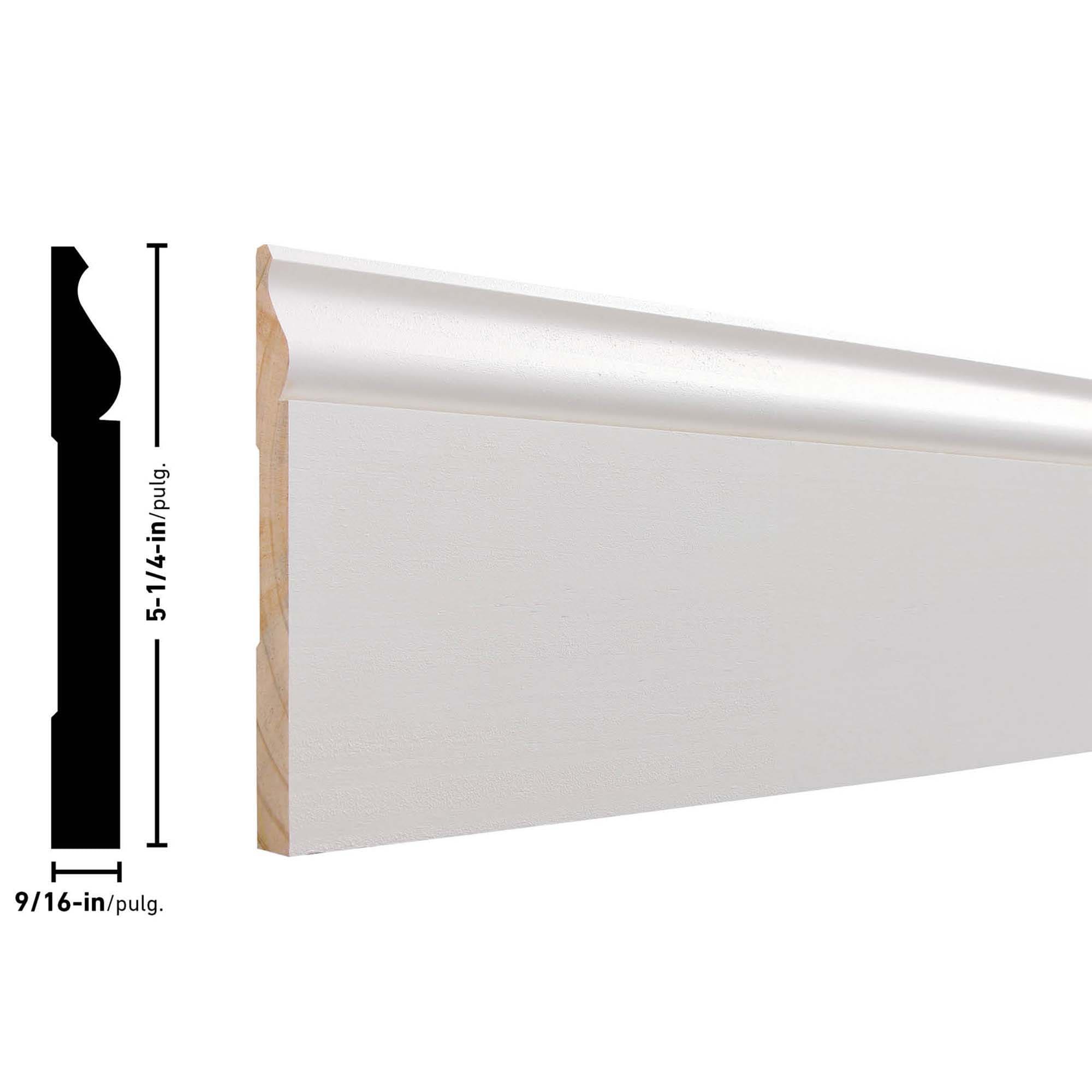 RELIABILT 9/16-in X 5-1/4-in X 12-ft Traditional Primed Pine L163E ...