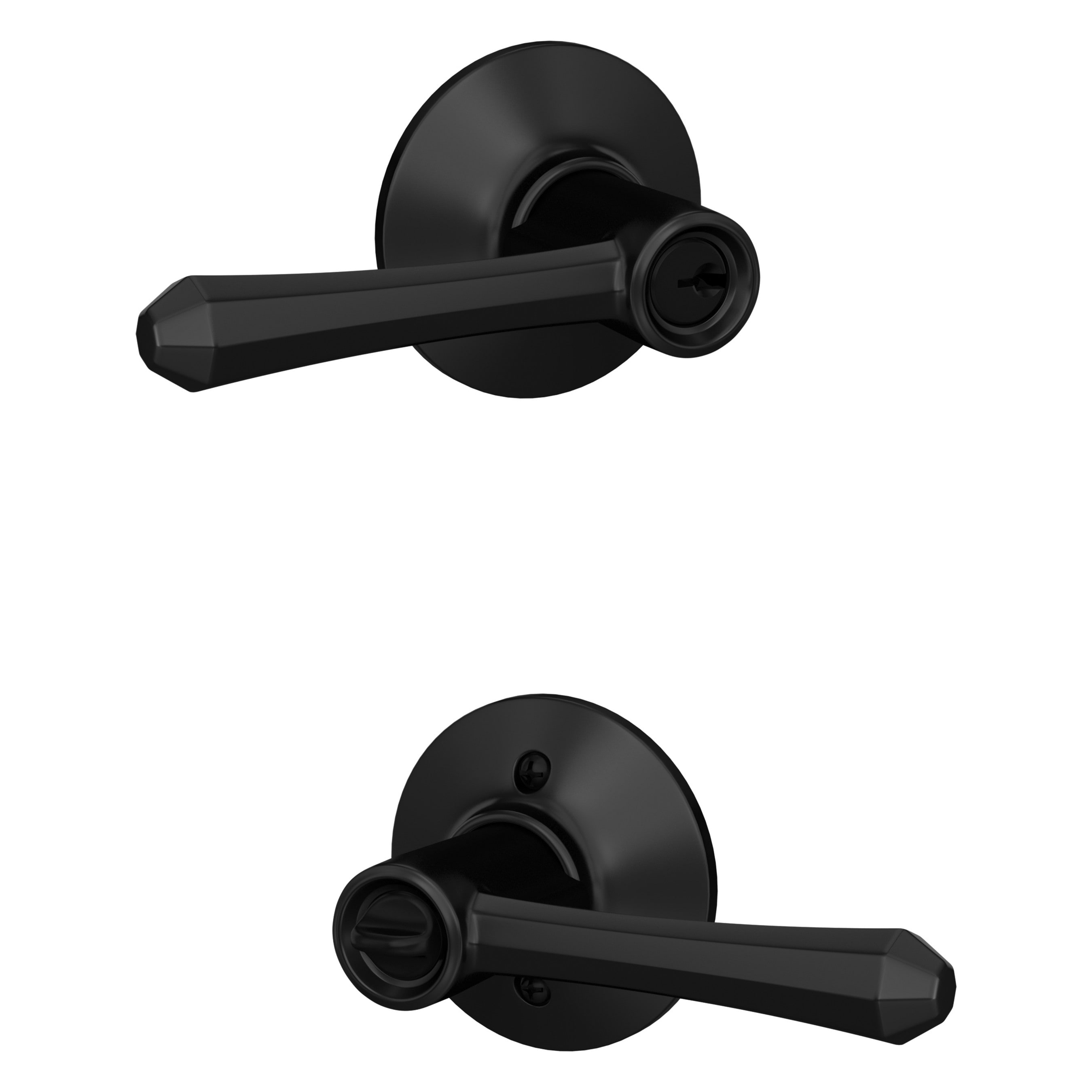 Schlage F51A DMP 622 PLY Custom Dempsey - Plymouth Matte Black Universal Exterior Keyed entry Door Handle