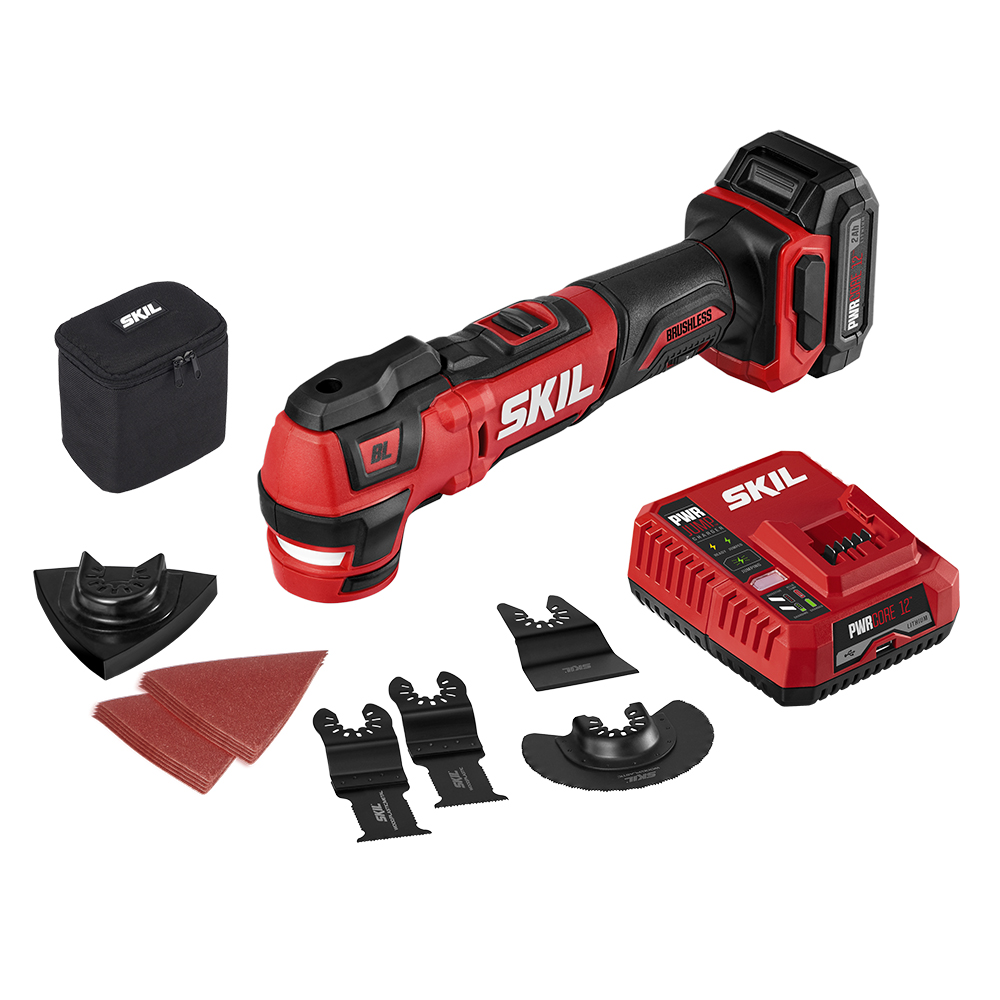 Skil Pwr Core 12 Volt Cordless Brushless Variable 32 Piece Oscillating Multi Tool Kit 1 Battery 9516