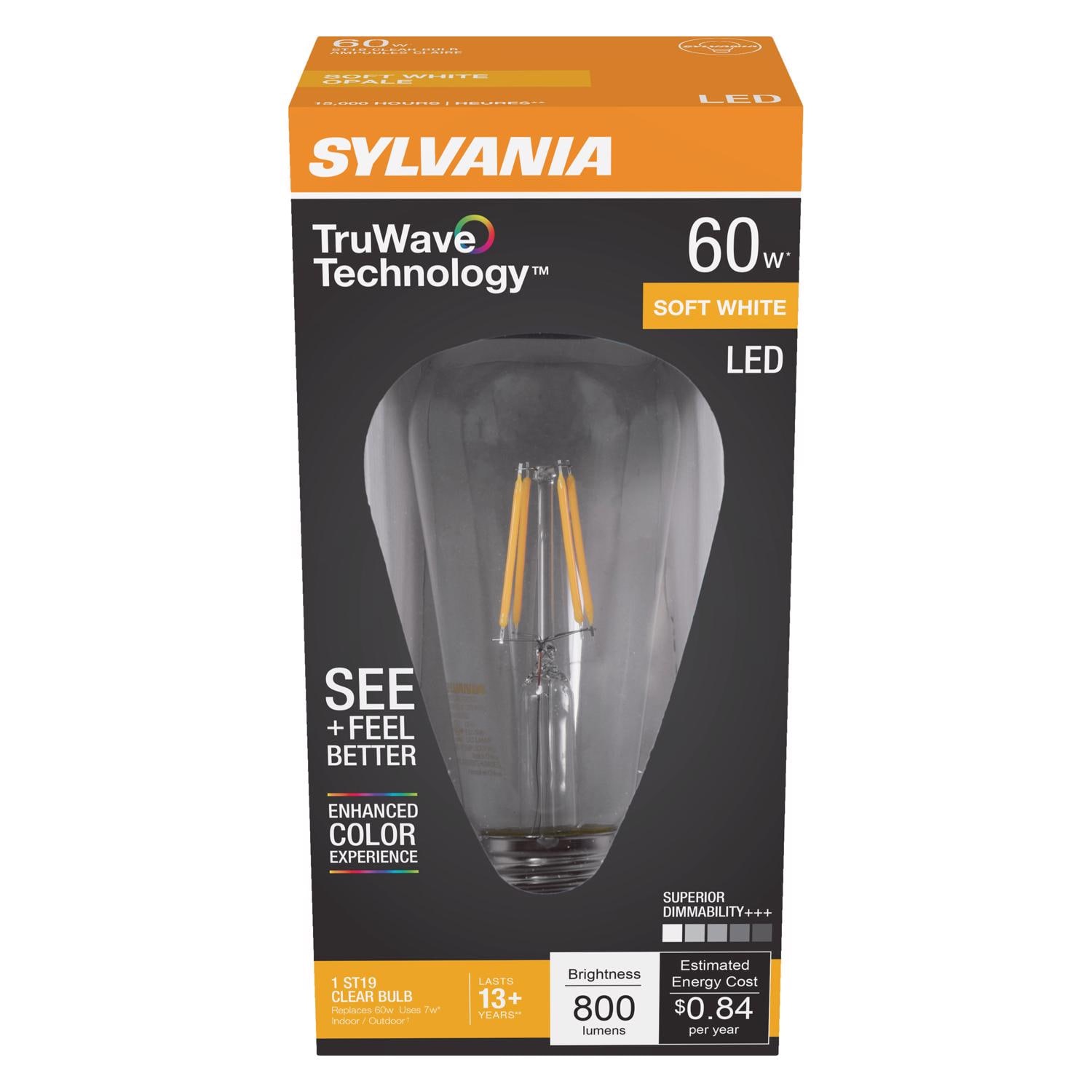 SYLVANIA EJD3005225 TruWave ST19 E26 Medium LED Bulb Soft White 60 Watt Equivalence 1 pk