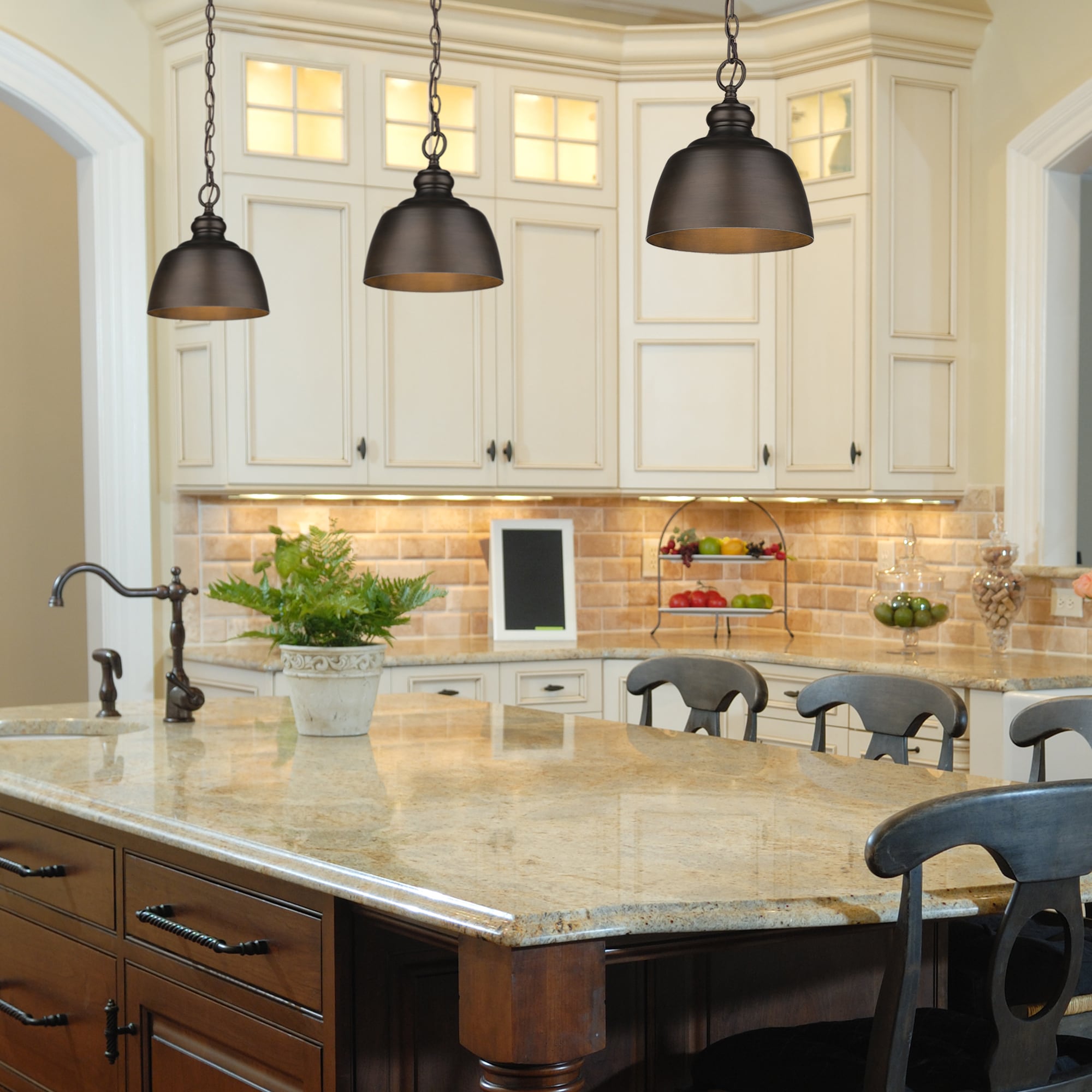 Holmes Rubbed Bronze Mini Pendant Light with Dome Shade