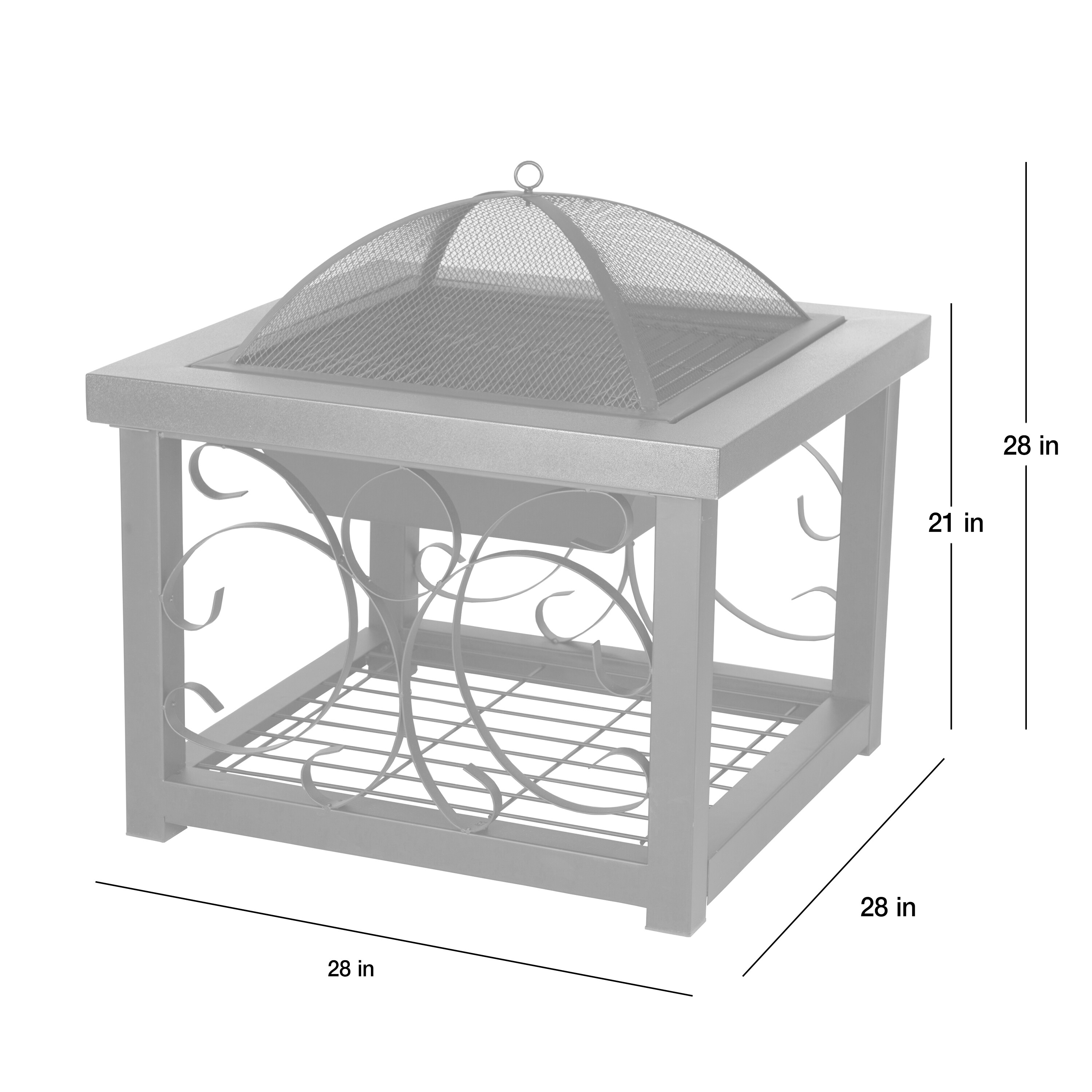 30" Bronze Wood Fire Pit Table with Storage Rack