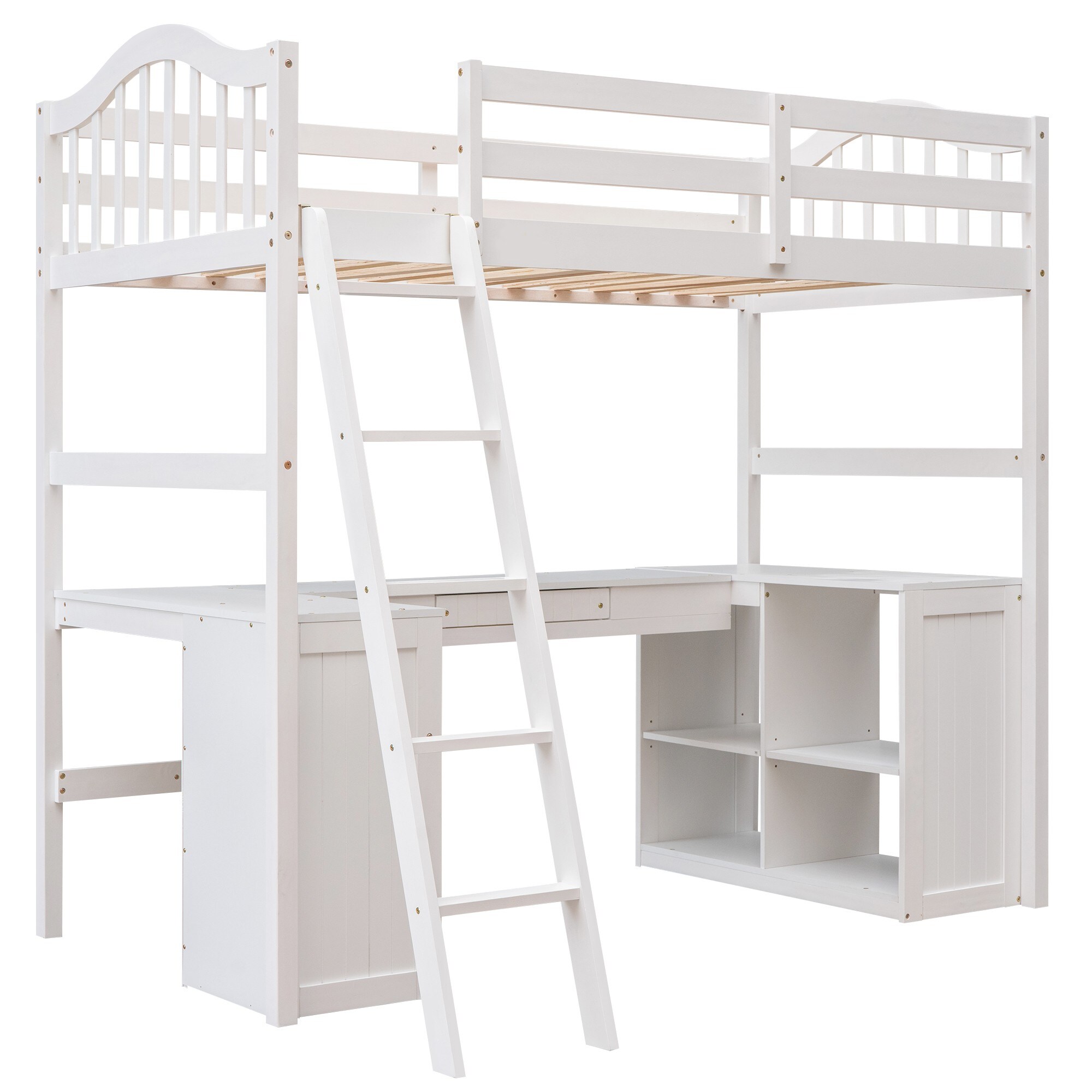 Yiekholo White Twin Loft Bunk Bed in the Bunk Beds department at Lowes.com