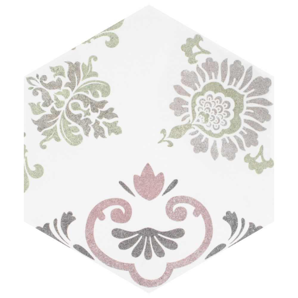 Affinity Tile S1FCD10FPX Sample- Fantasy Hex Pink 9-in x 10-in Matte Porcelain Patterned Hexagon Wall Tile