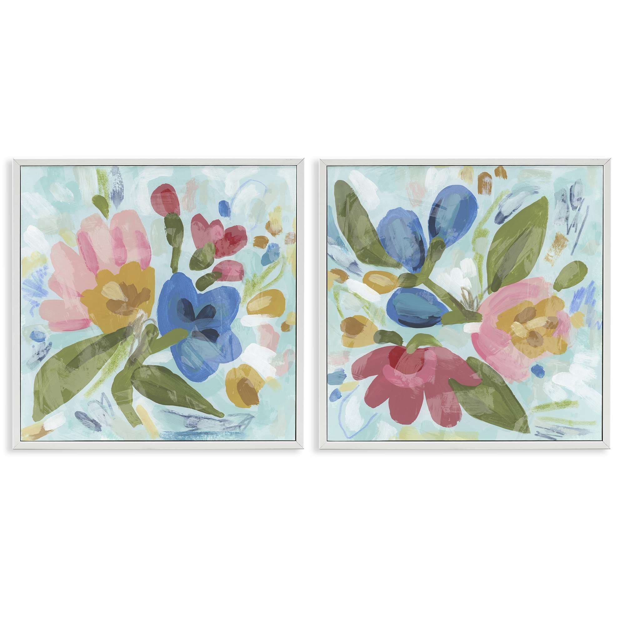 Stupell Industries B2-754-WFR-2PC-17X17 Eclectic Flower Bundles 2 Piece White Framed Giclee Art Set By June Erica Vess 17 x 17