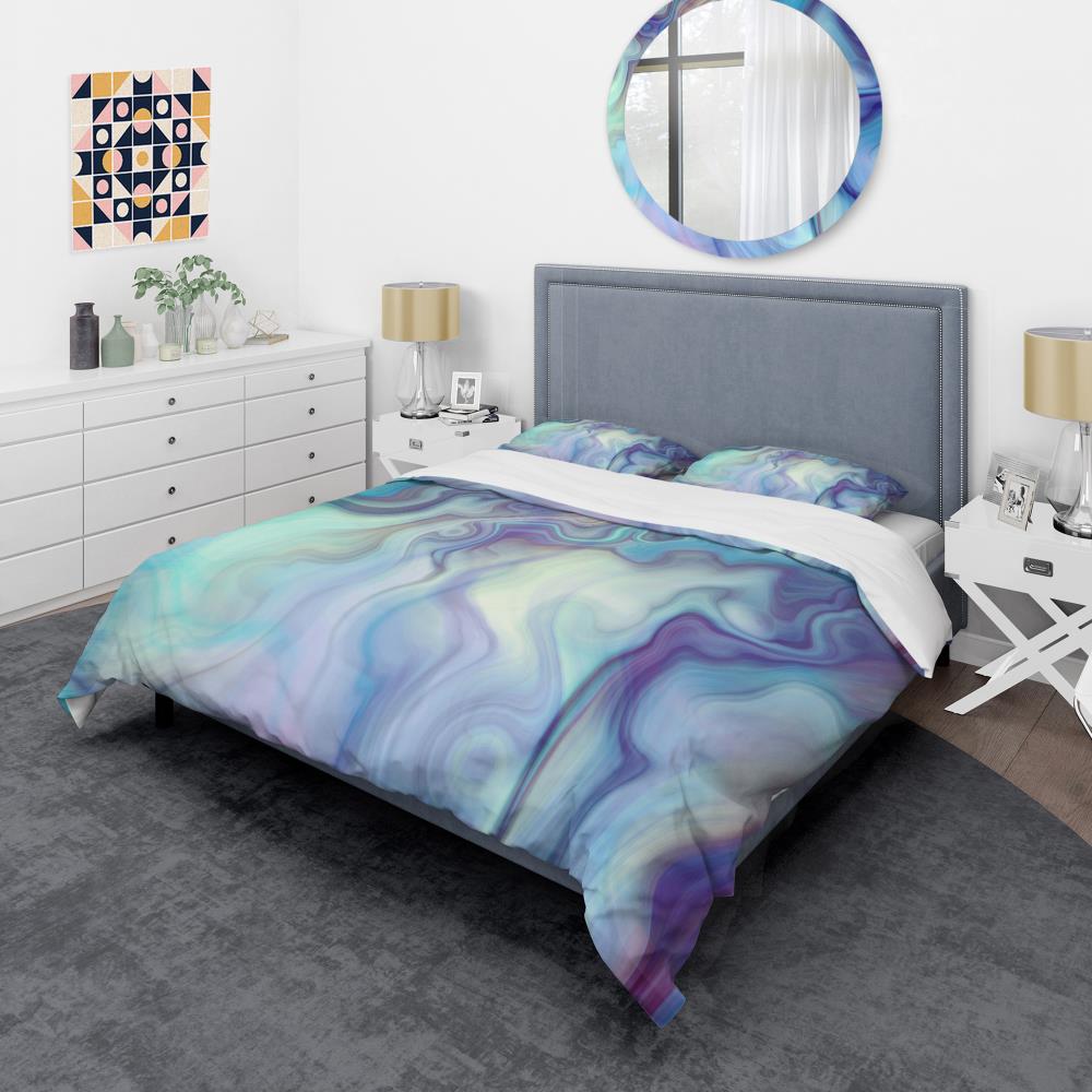 Designart BED19142-K 3 -Piece Blue King Duvet cover Set