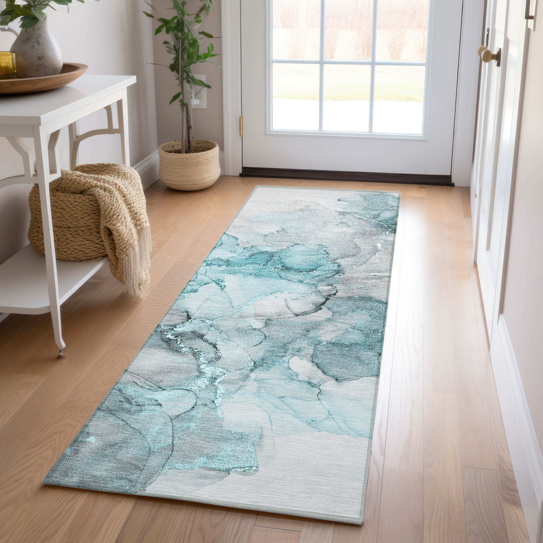 Addison Rugs ACN520TE2X8 Chantille ACN520TE 2 x 7 (ft) Polyester Teal Rectangular Indoor/Outdoor Abstract Machine washable Area rug