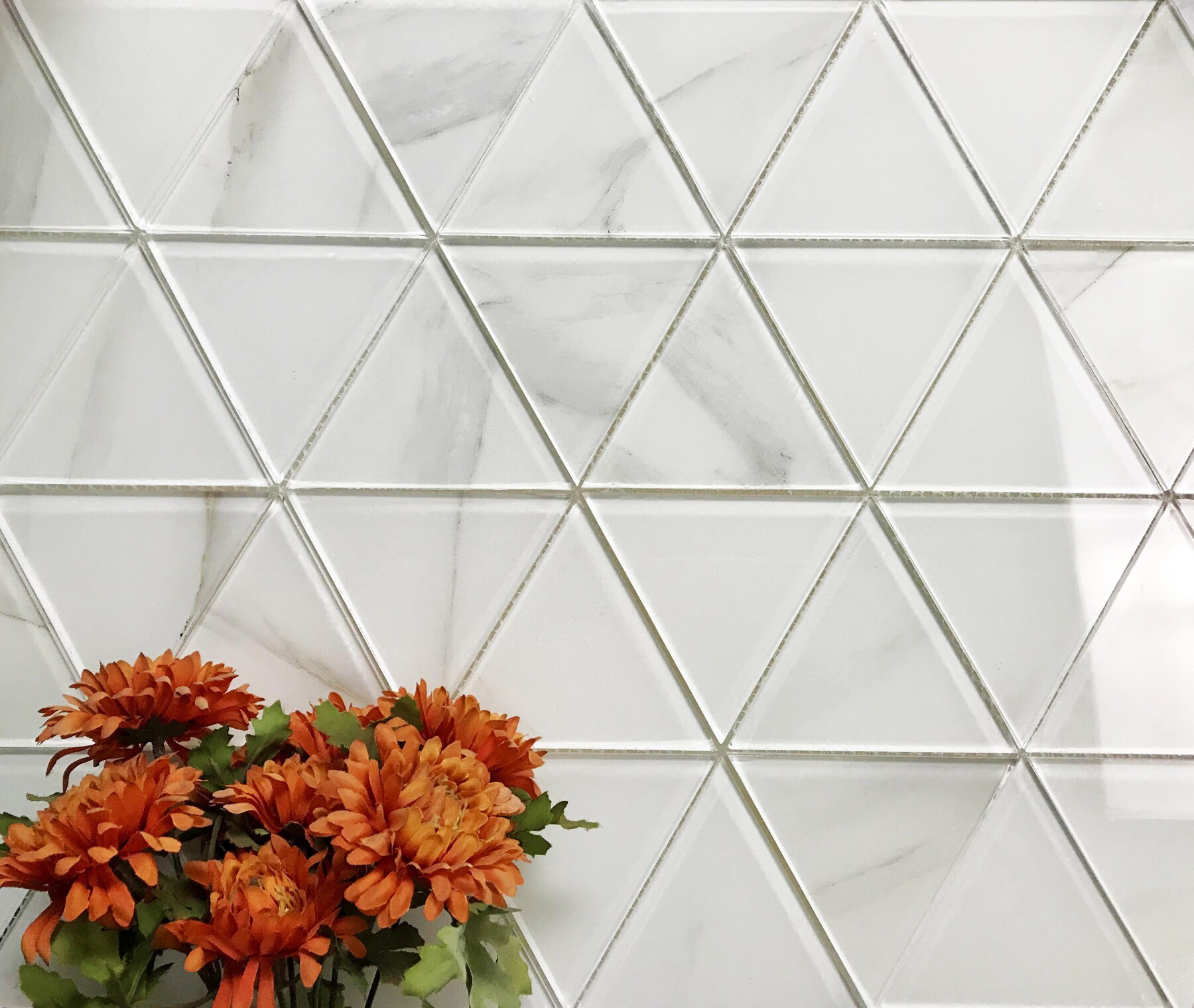 Abolos Nature 10-Pack Calacatta White/Glossy 12-in x 12-in Glossy Glass Diamond Marble Look Wall Tile
