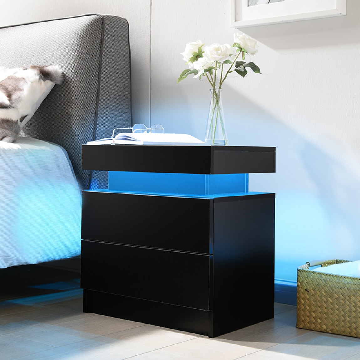 Siavonce XH38725 Black Nightstand