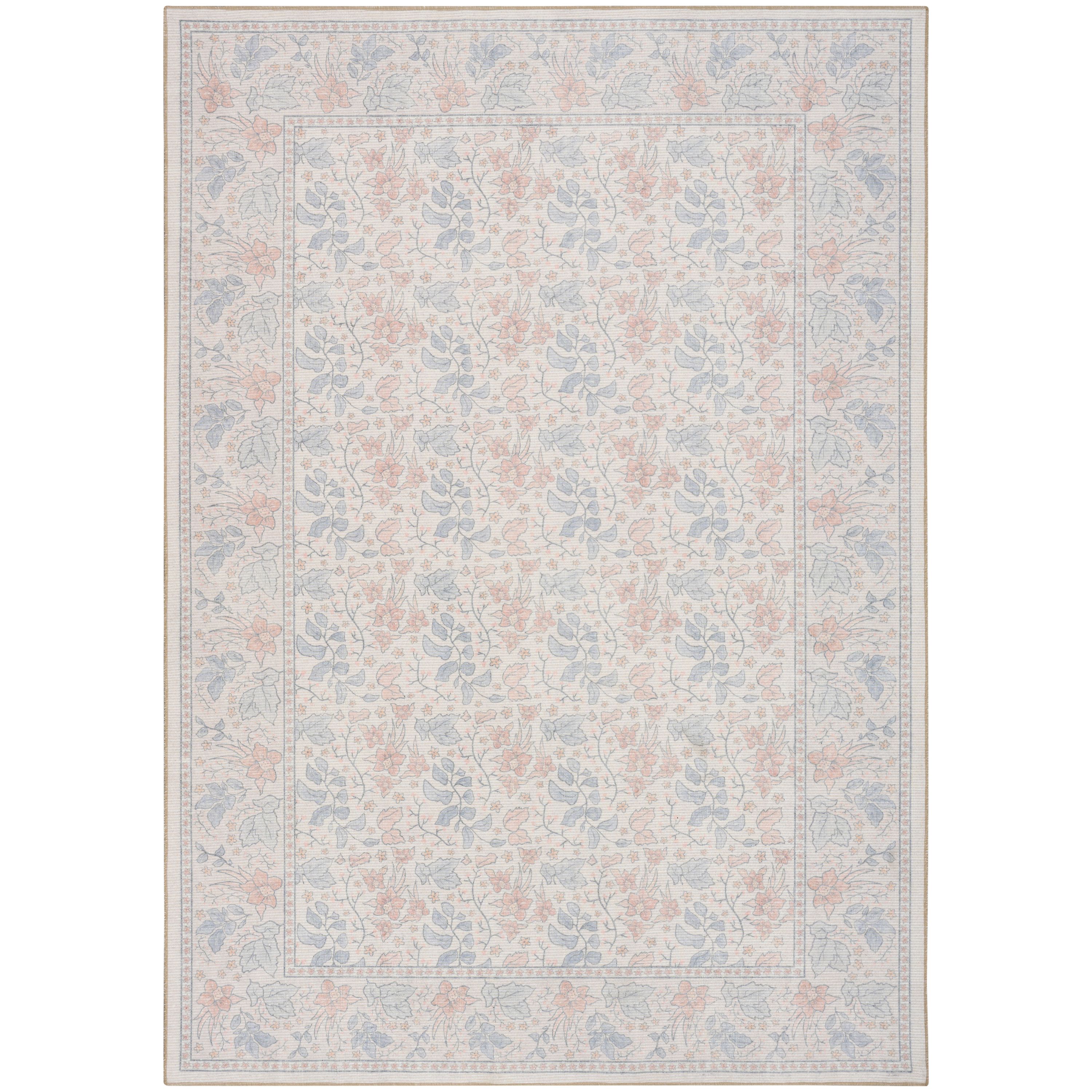  Home Botanical Washables 5 x 7 ft Ivory Multicolor Indoor Area Rug