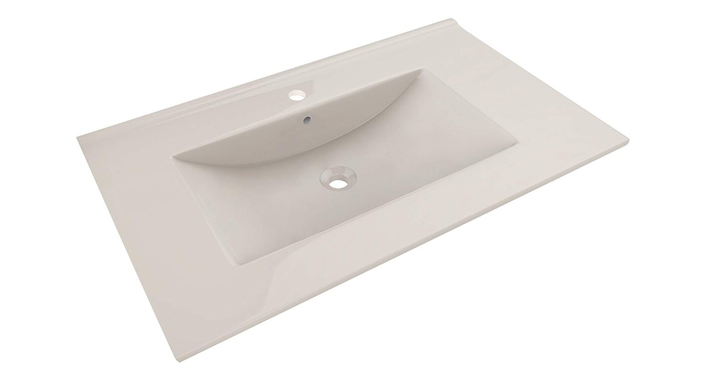 American Imaginations AI-194 37-in Biscuit/Bisque Fire Clay Single Sink Bathroom Vanity Top
