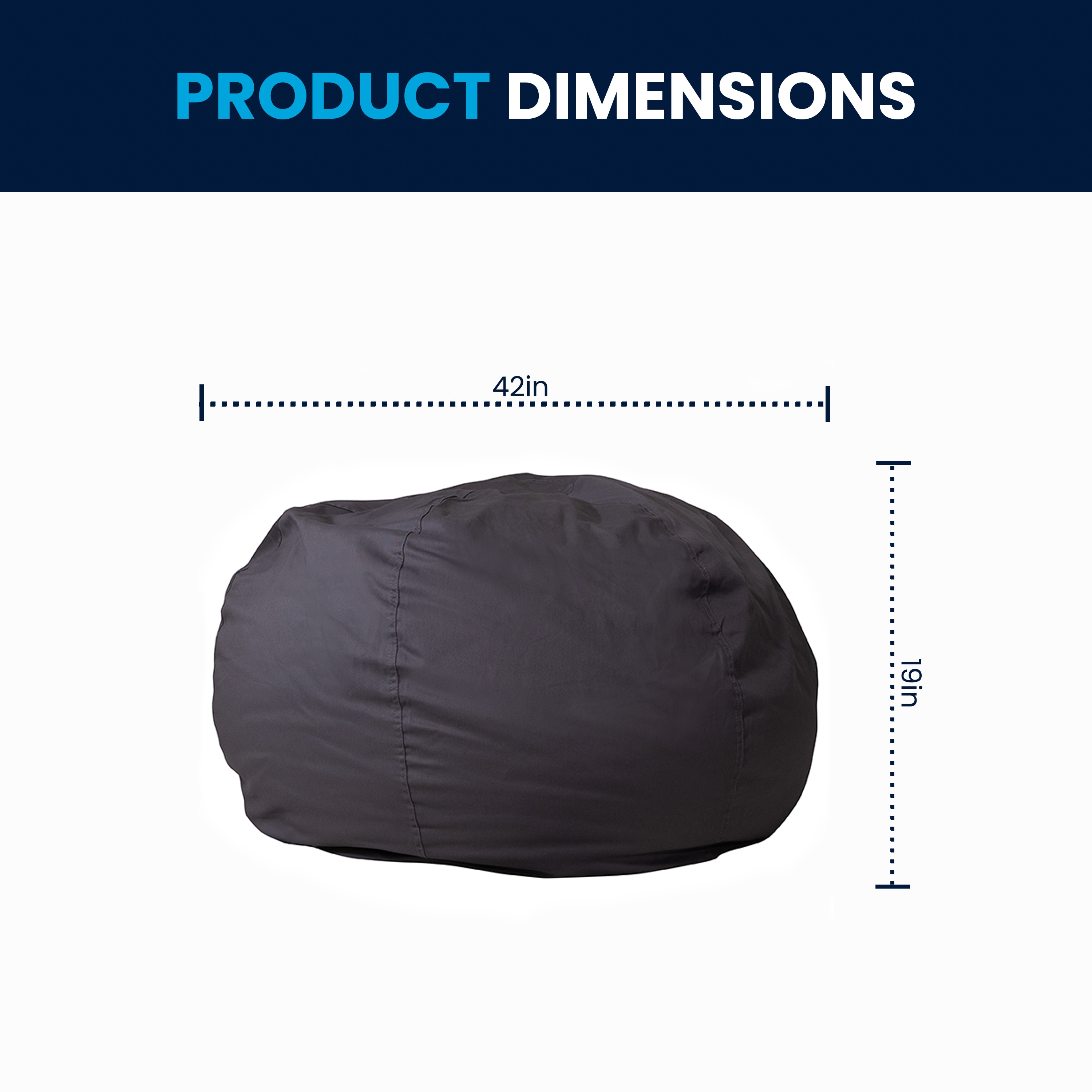 Oversized Gray Bean Bag Chair with Removable Fabric Cover