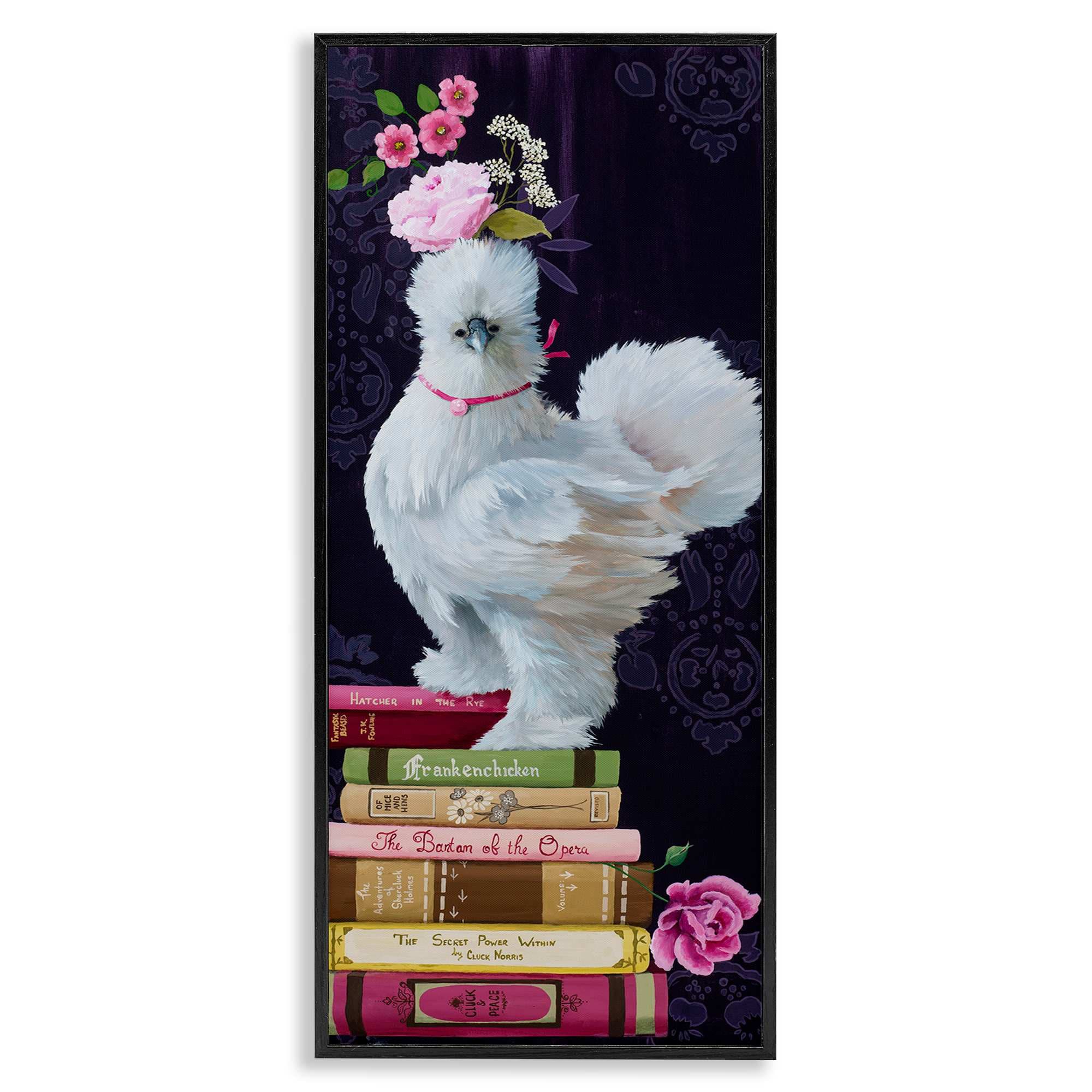 Stupell Industries BT-231-FR-13X30 Fancy Vintage Chicken with Books Black Framed Giclee Art By Heather Gauthier 13 x 30