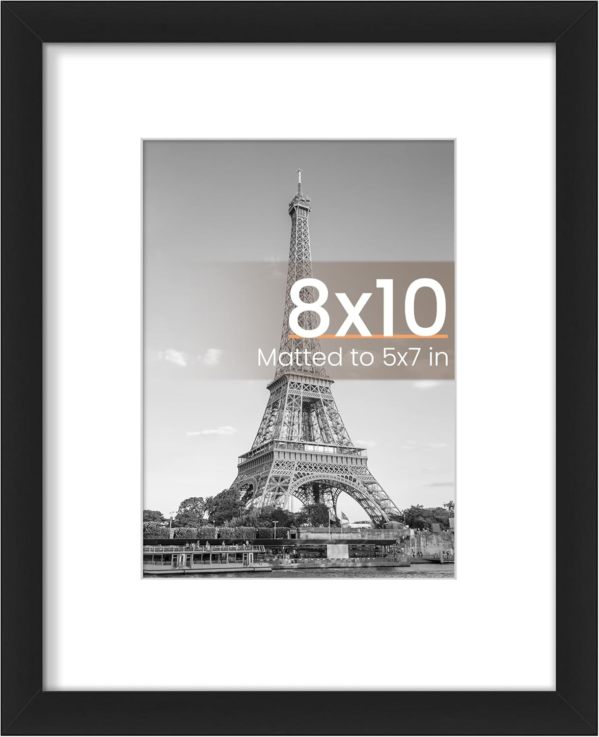 Upsimples B0B1CNJL7N 8x10 Picture Frame Display 5x7 Photos with Mat or 8x10 Without Mat Wall Hanging Photo Frame Black 1 Pack
