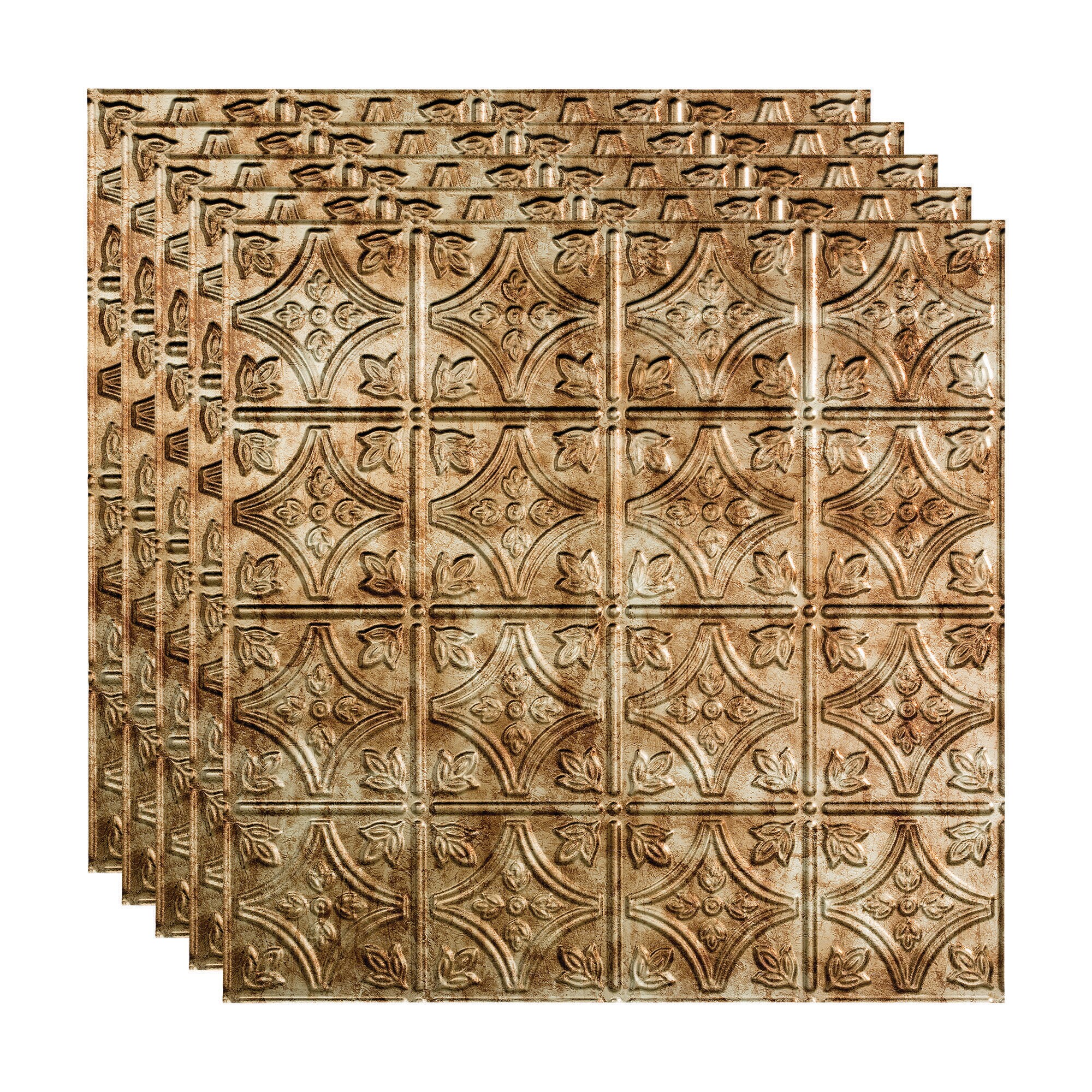 Fasade PL5017 2-ft x 2-ft Traditional 1 Bermuda Bronze PVC Drop Ceiling Tile ( 5 -Pack, 20-Sq. Feet / Case )