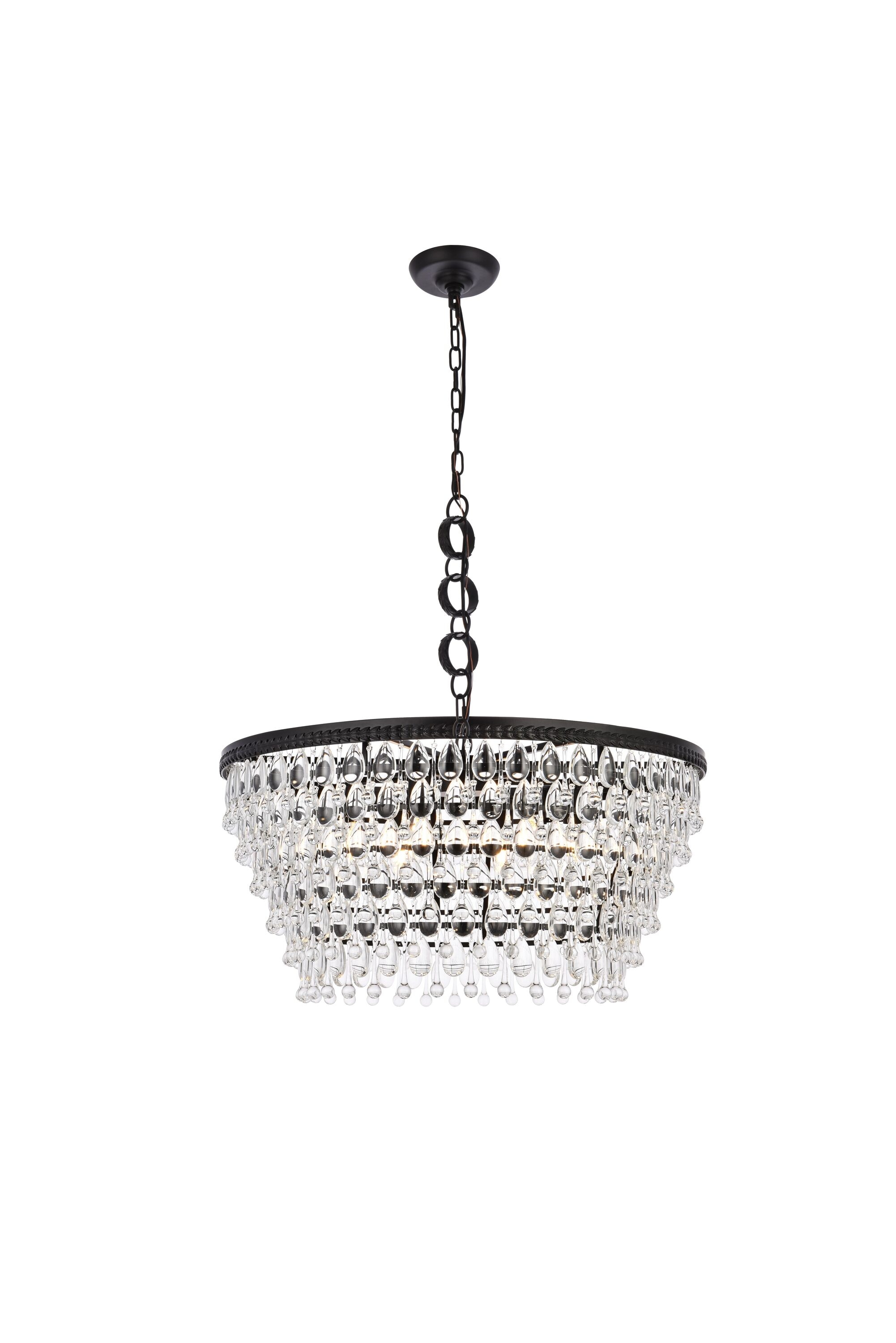 Nordic Black and Clear Iron and Glass 6-Light Chandelier