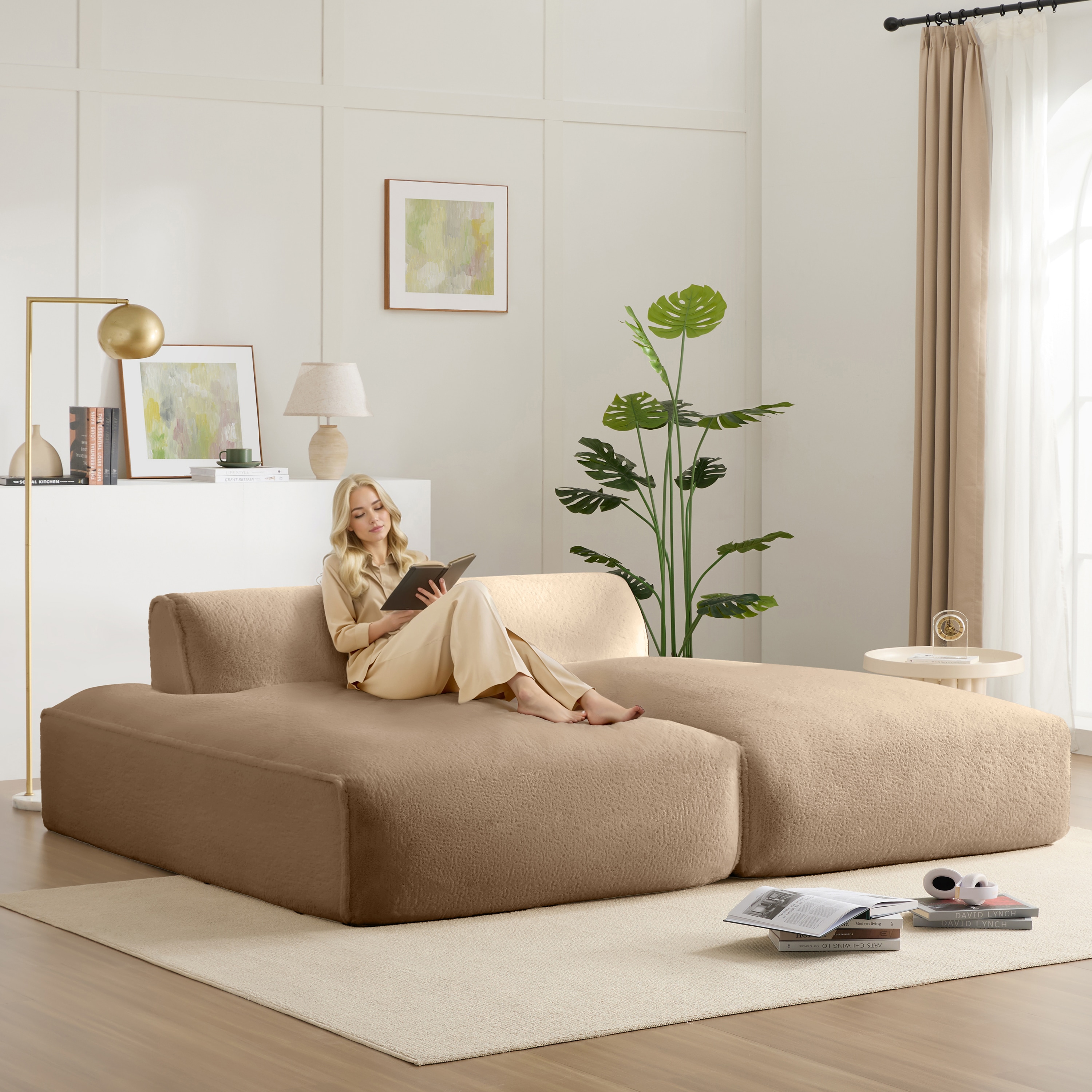 ModernLuxe N723S9701D Oversized Modular Sectional SofaFully CompressedSpacious FoamFilled Sofa Bed for Living Roomelderly  friendly design2 PC Free CombinationNo Assembly Required3 Colors