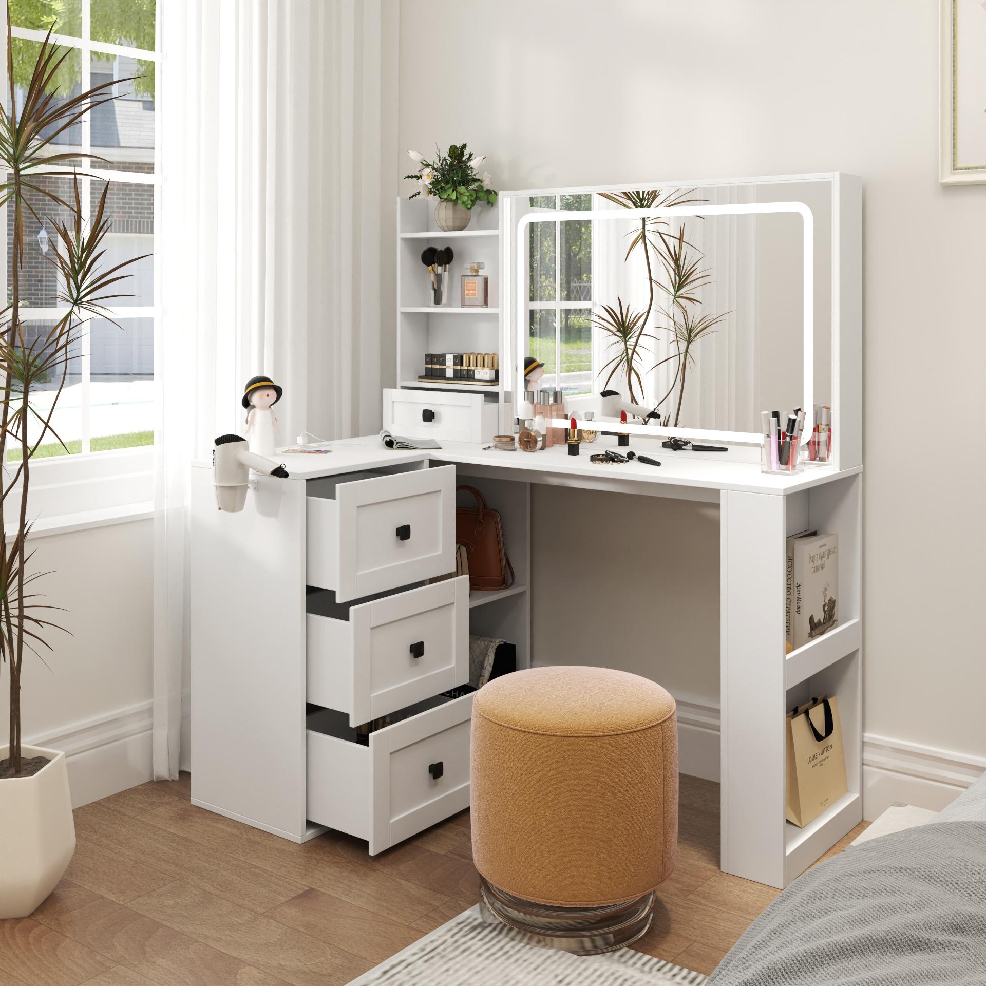 Bayfeve BF-331S163-IN 47.24-in White Makeup Vanity