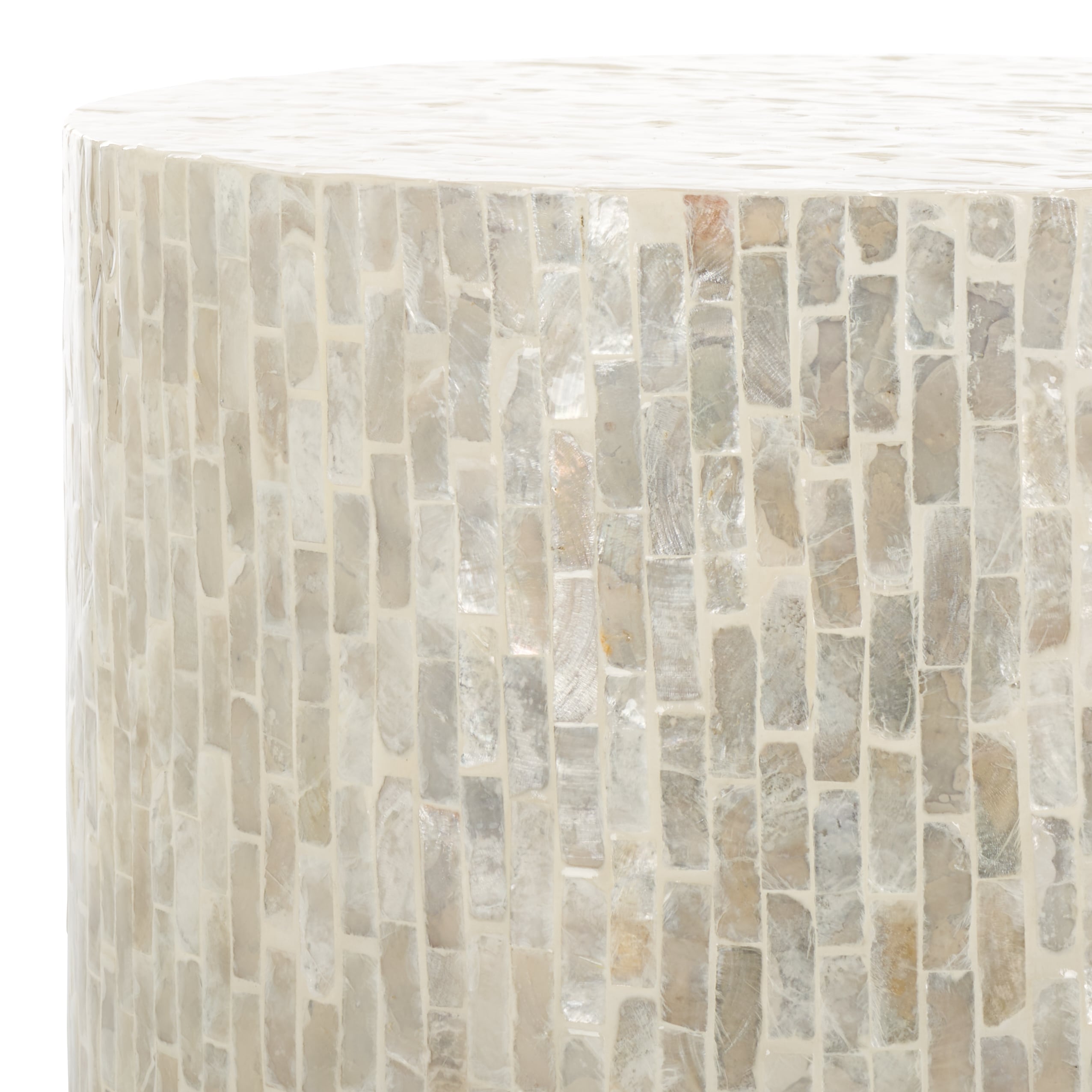 Scarlett Round Capiz Accent Table with Silver Base