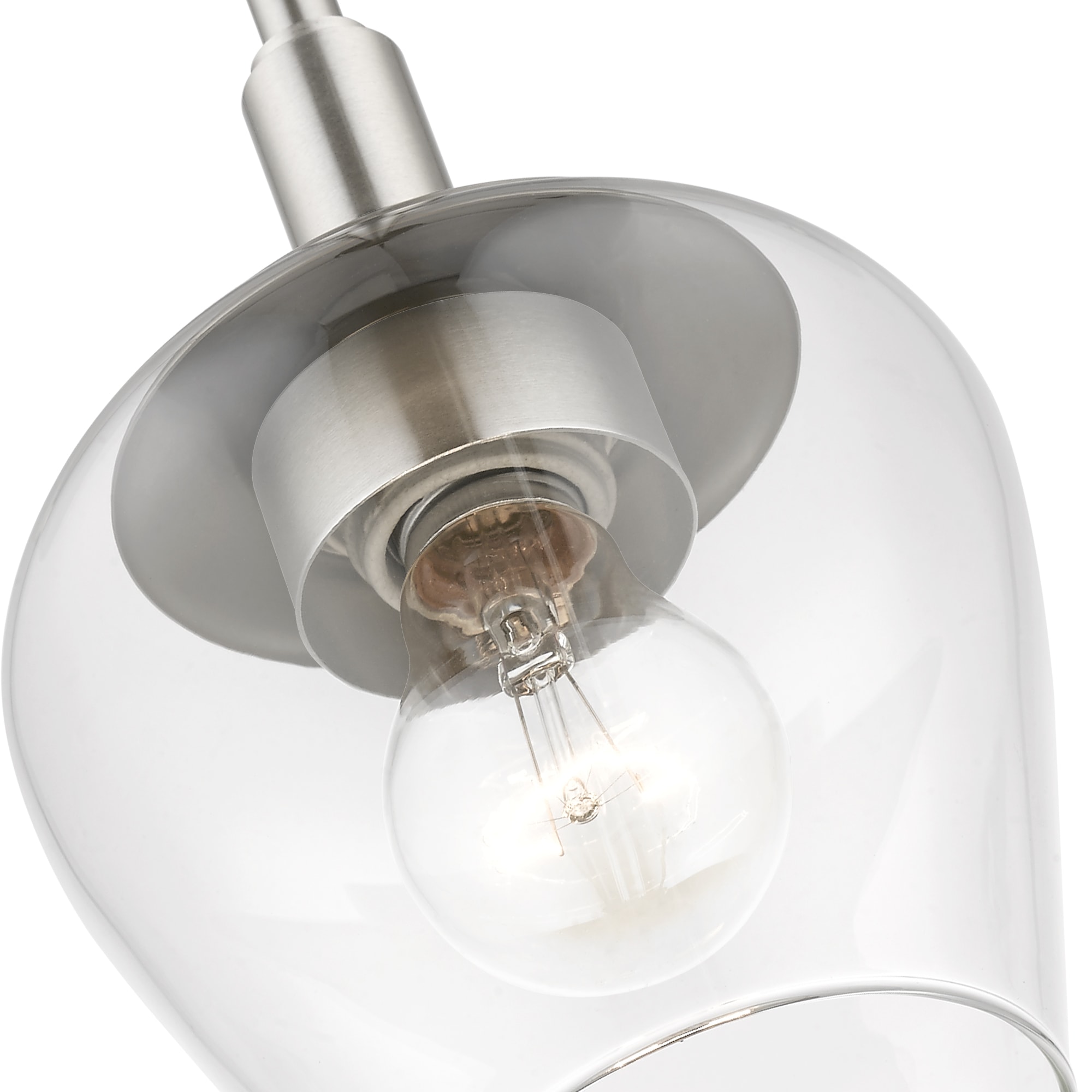 Transitional Brushed Nickel 1-Light Pendant with Clear Glass Shade