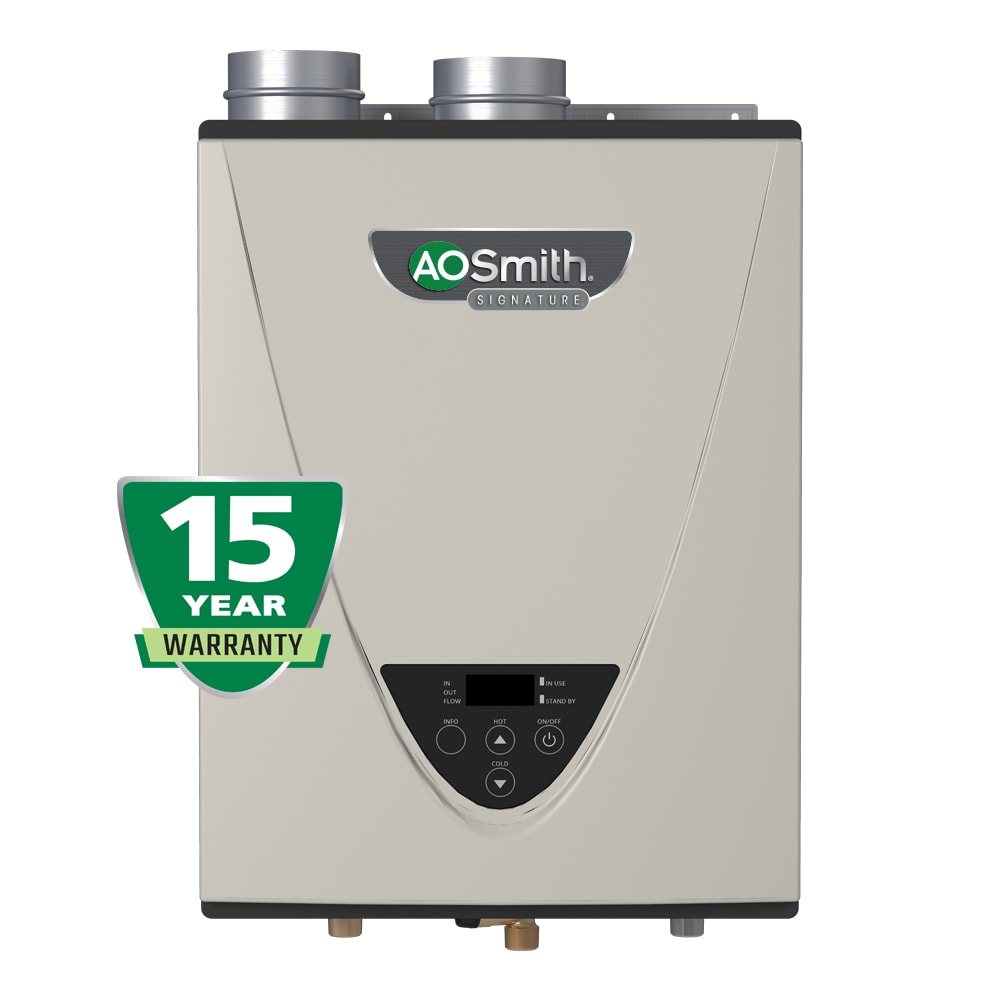 Signature Series 8-GPM 180000-BTU Indoor Natural Gas Tankless Water Heater Stainless Steel | - A.O. Smith GT15-340-NI