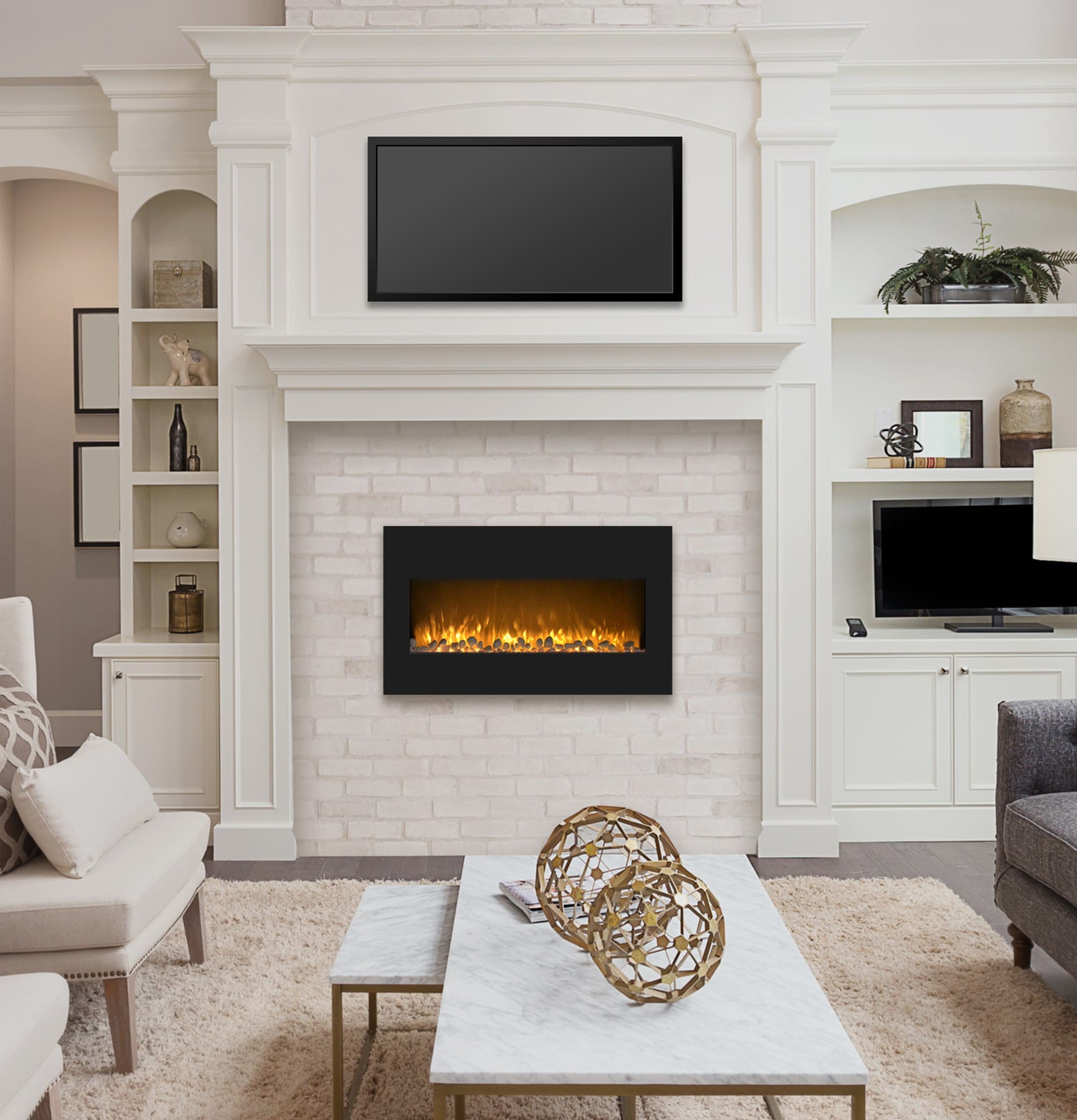 Hastings Home 36-in W Black LED Electric Fireplace 509246JLX Sansujyuku sansujyuku.com