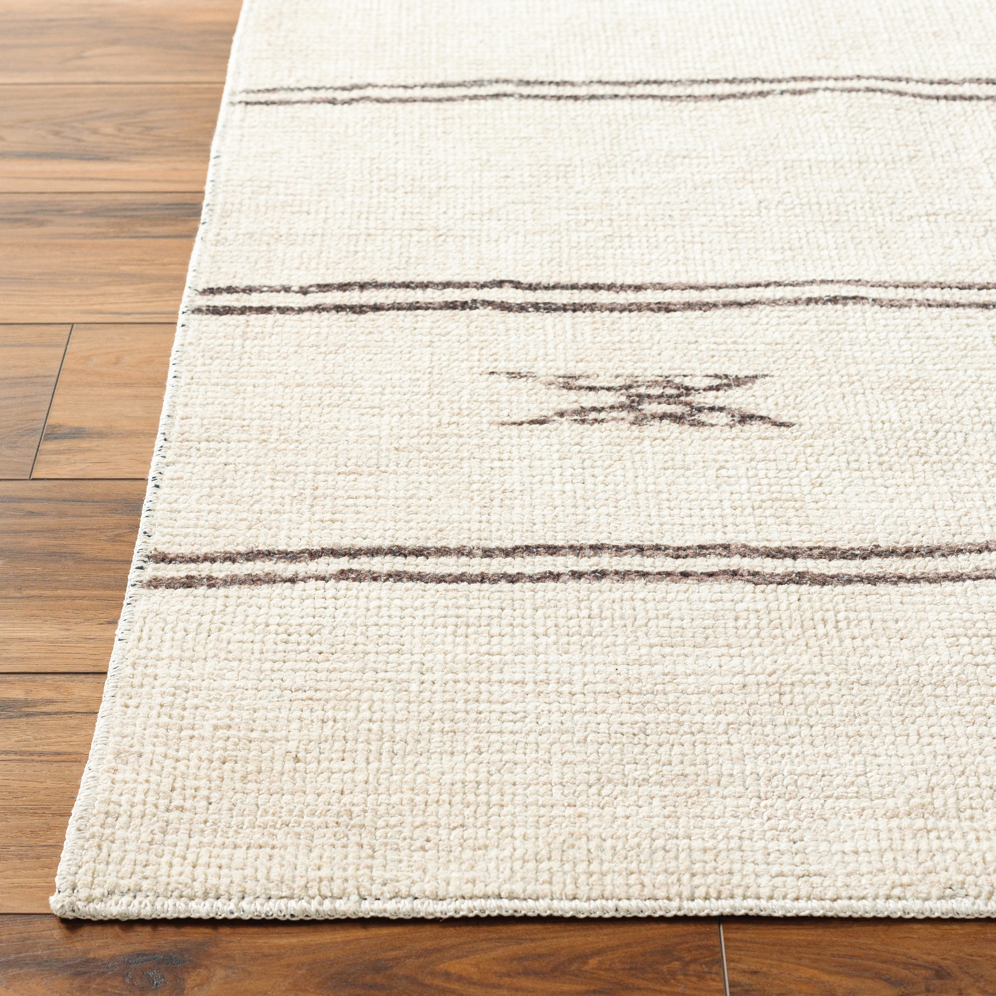 Modern Gray Stripe Synthetic Area Rug 6 ft 7 in Square