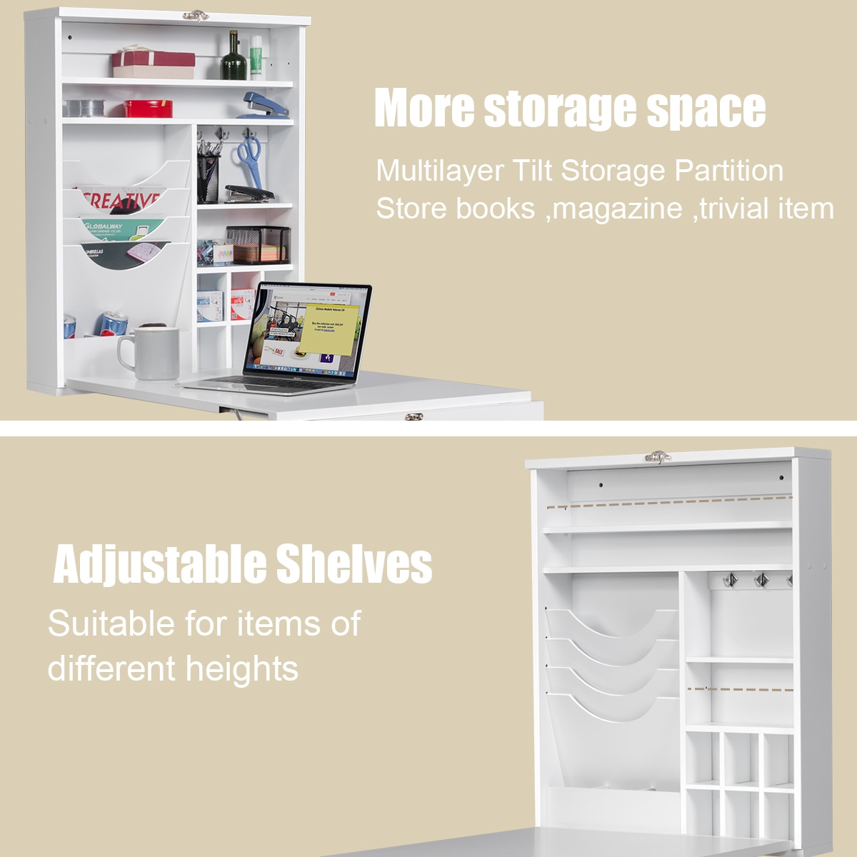 Costway HW55462WH Wall-Mounted-Shelving - View #5