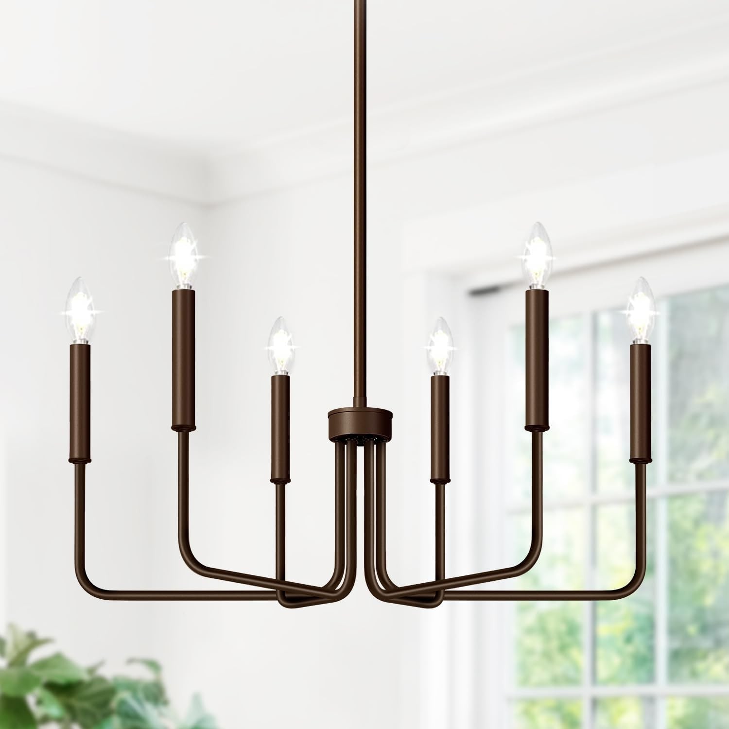 Slagawa  6 Light Farmhouse Chandelier with Oil Rubbed Bronze Finish for Dining Room Kitchen Island and Living Room