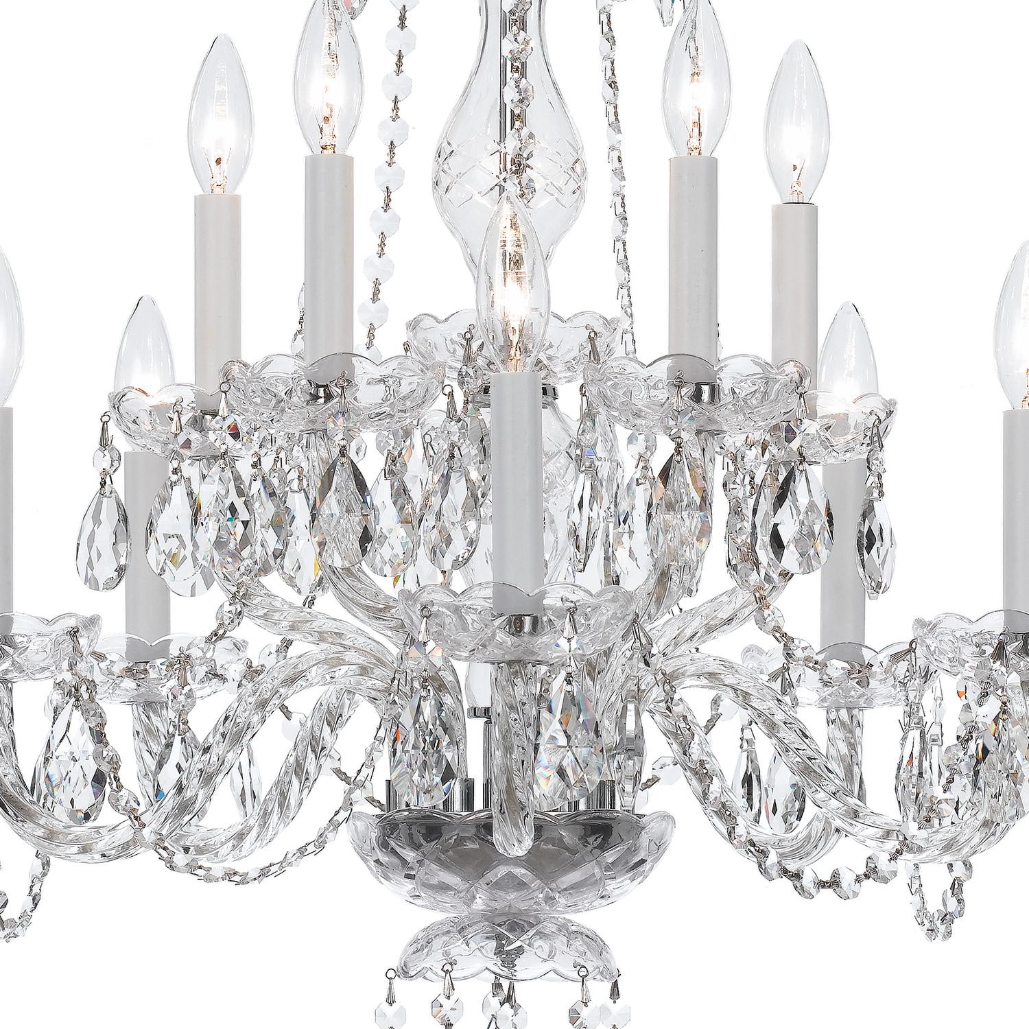 Polished Chrome Crystal 10-Light Candle Chandelier