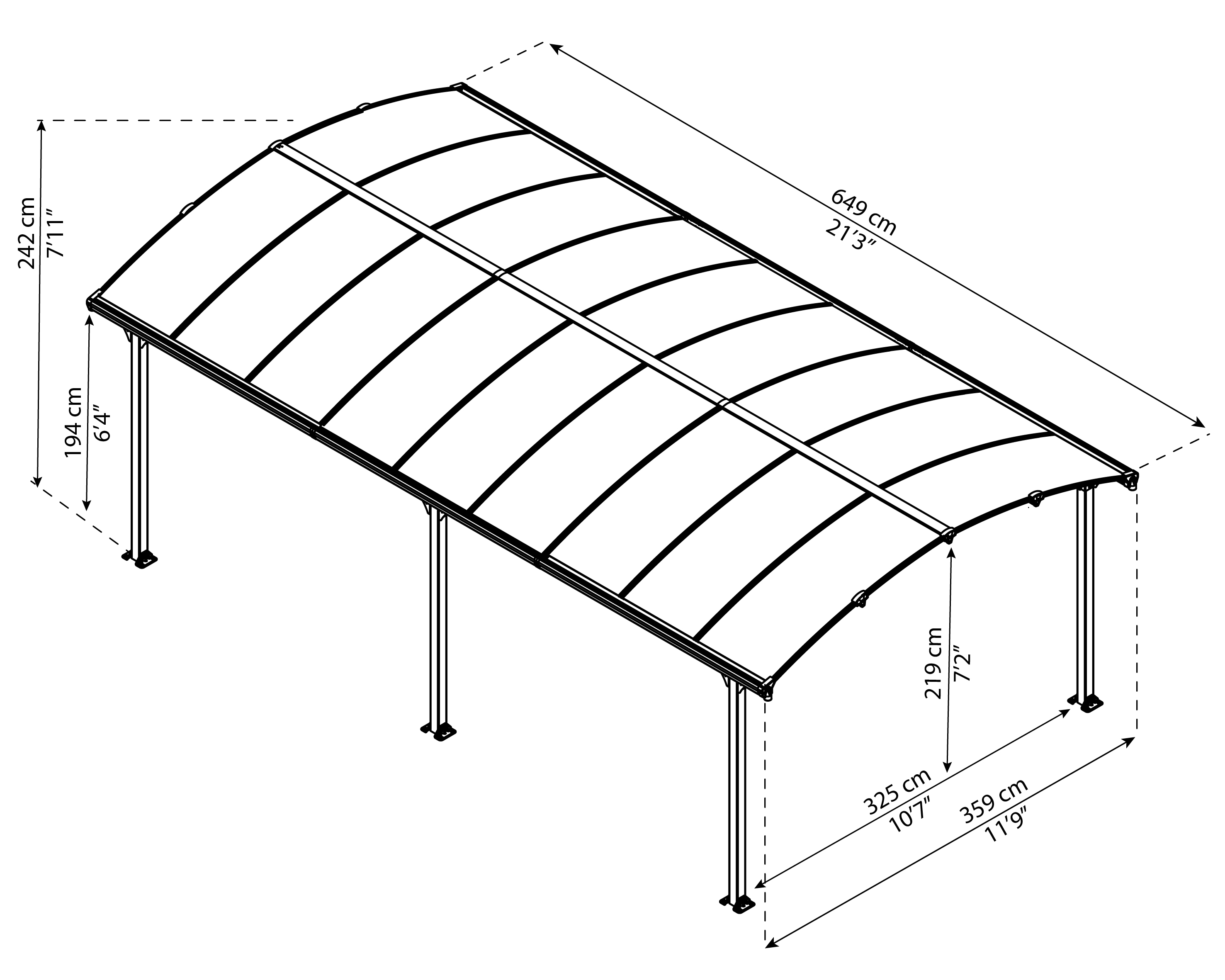 Gray Aluminum and Steel Carport Kit with Polycarbonate Roof