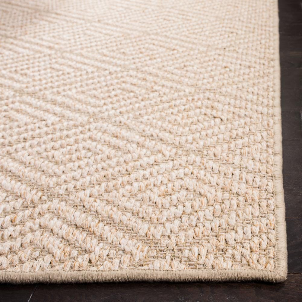 Beige Geometric Sisal Runner Rug, 2' x 8'