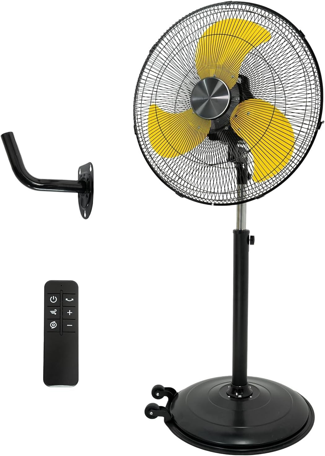 HICFM 22 Inch Pedestal Fan-Wall Mount Bracket 9-Speed BLDC High Velocity Fan 5000 CFM with Remote Control Adjustable Height for Garage Warehouse Patio Home