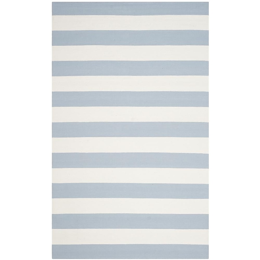 Safavieh Montauk Maslin 2 x 12 Sky Blue/Ivory Indoor Stripe Coastal Handcrafted Runner Safavieh Montauk Maslin 2 x 12 Sky Blue/Ivory Indoor Stripe Coastal Handcrafted Runner