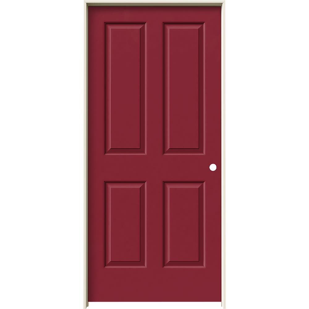 JELD-WEN Coventry 36-in X 80-in Cranberry 4 Panel Square Hollow Core ...