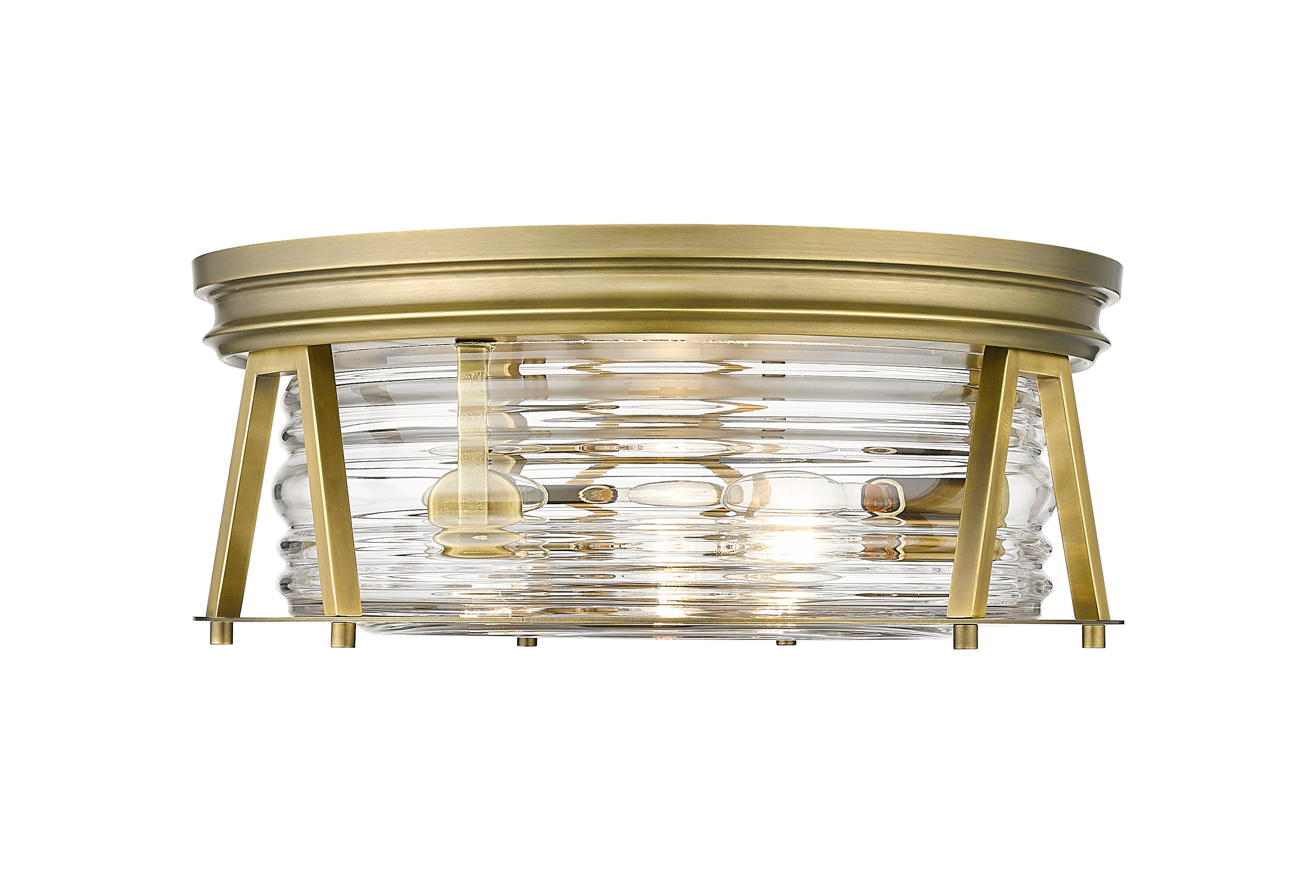 Rubbed Brass and Clear Glass 16" Flush Mount Ceiling Light