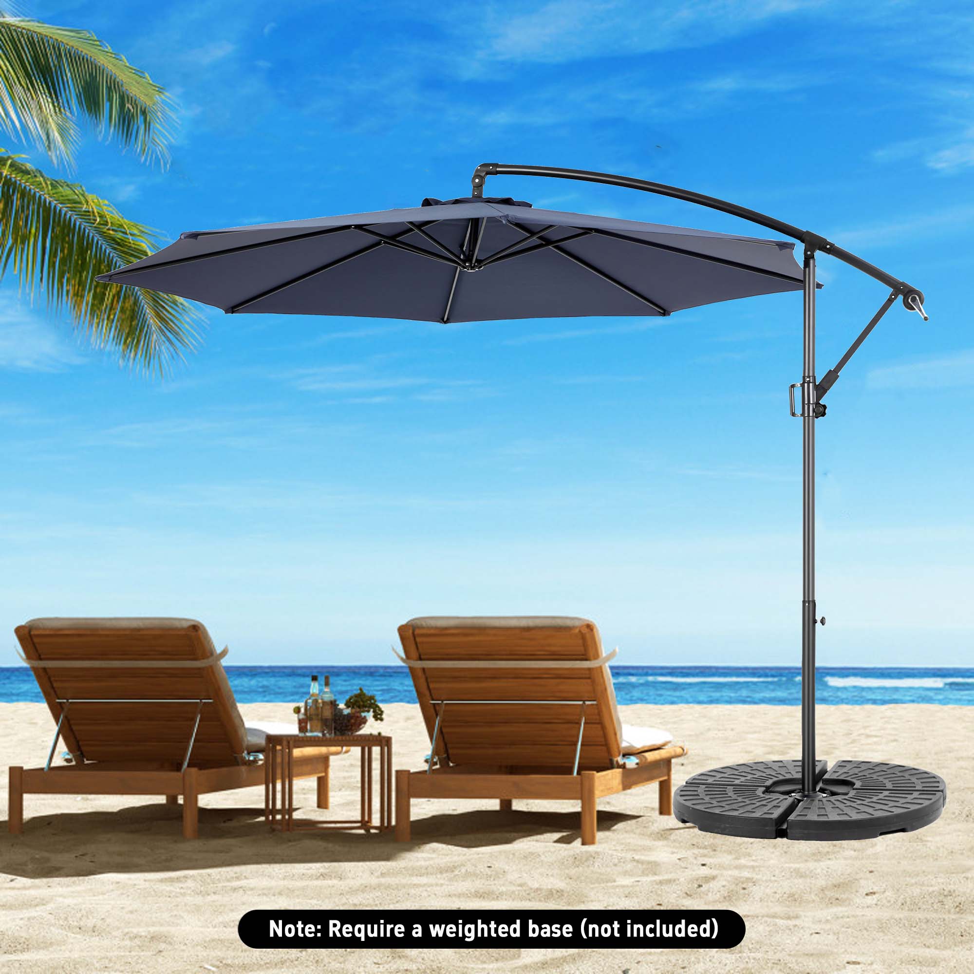 Sunrinx MG11-PU-6 10-ft Steel Blue No-tilt Cantilever Patio Umbrella