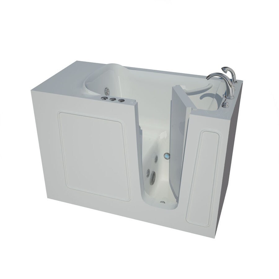 Endurance 2653RWH 26-Inches x 53-Inches White Fiberglass Rectangular Walk-in Drain ( Right-hand Drain )