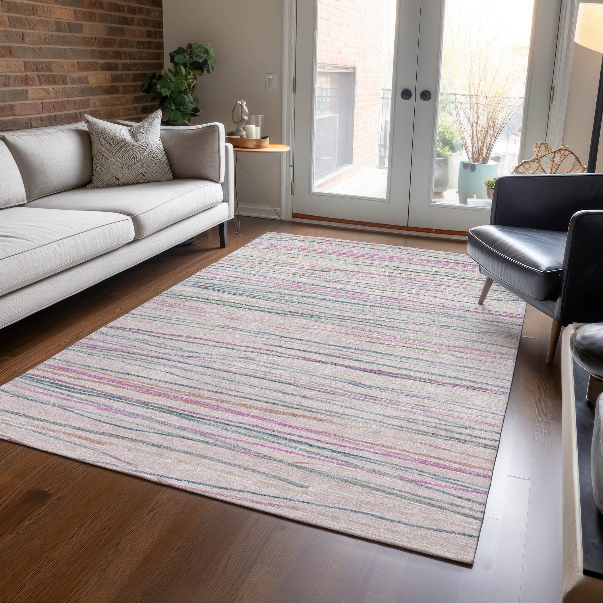 Addison Rugs ACN1607PI10X14 Chantille ACN1607PI 10 x 14 (ft) Polyester Pink Rectangular Indoor/Outdoor Geometric Machine washable Area rug
