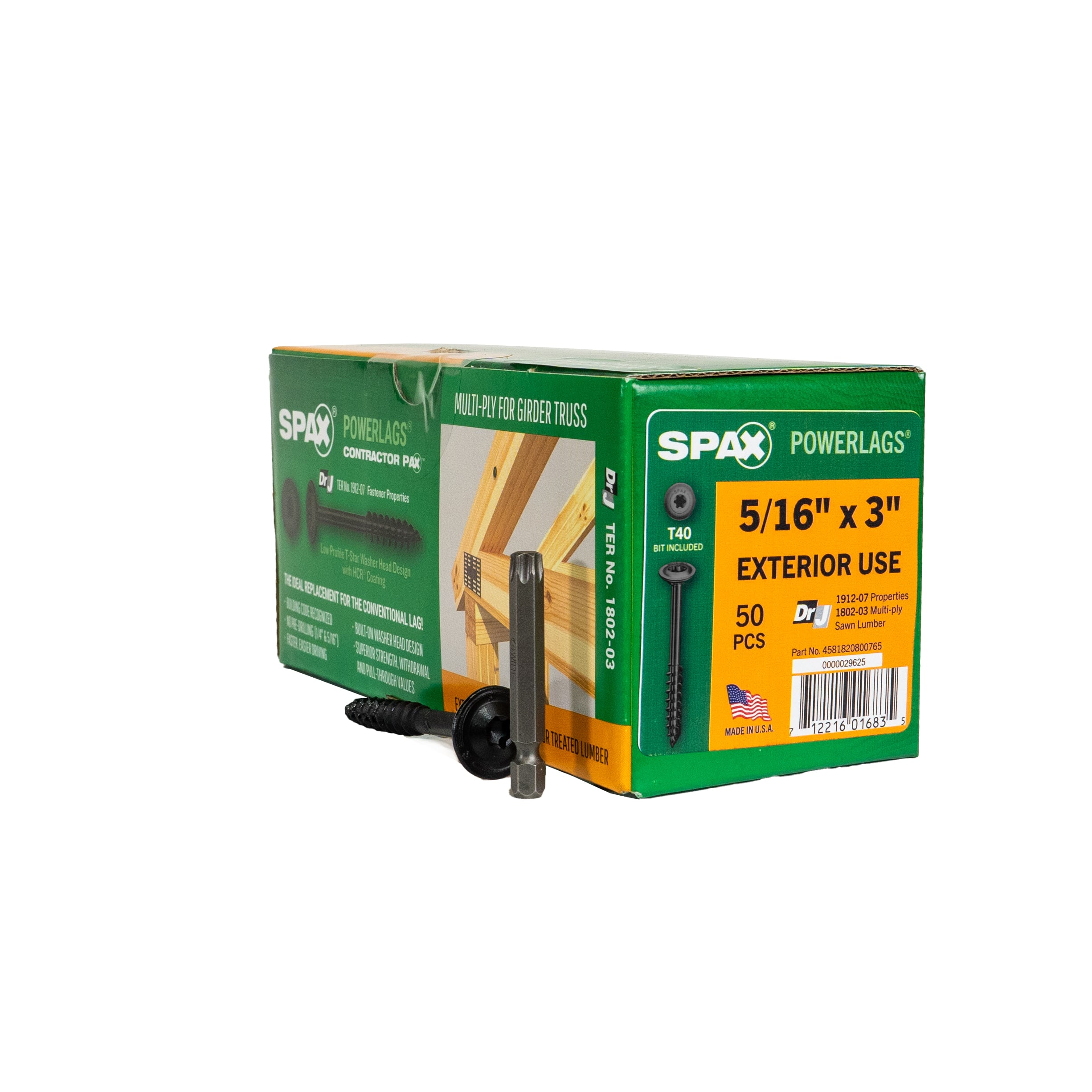 SPAX 4581820800765 5/16-in x 3-in Black Coated Washer -Head Exterior Structural wood screws 50 -Pack