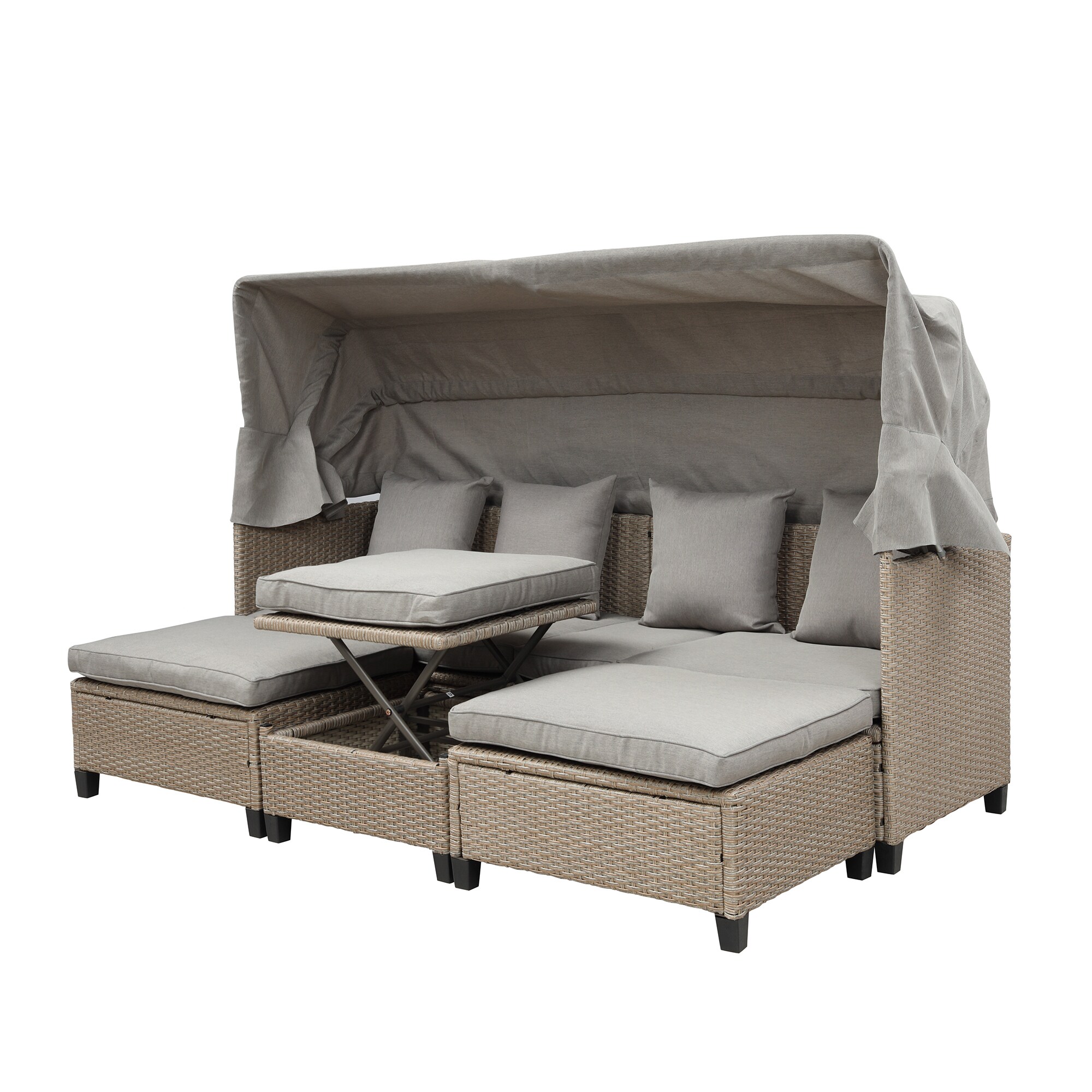 Flynama YC-V-0121AAE 4-Piece Patio Conversation Set with Gray Cushions