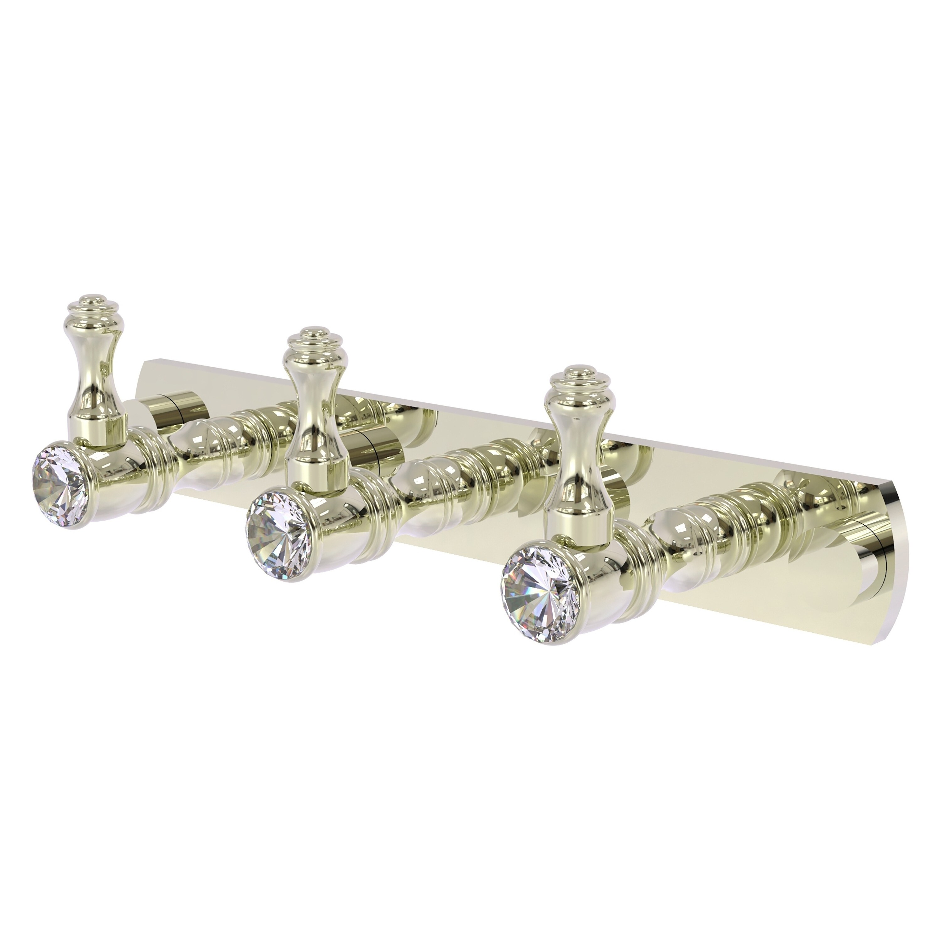 Allied Brass CC-20-3-PNI Carolina Crystal Polished Nickel Triple -Hook Wall mount Towel Hook