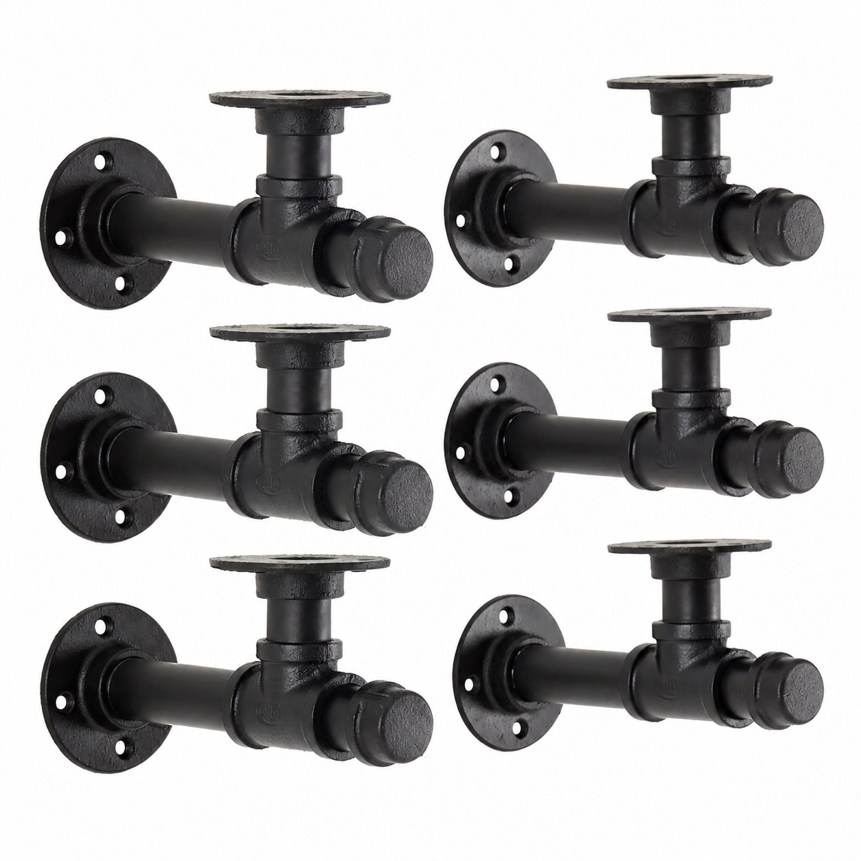 Aoibox  6 7 in Iron L Shaped Wall Shelf Brackets for 6 to 12 in Boards Heavy Duty Black Metal Floating Shelf