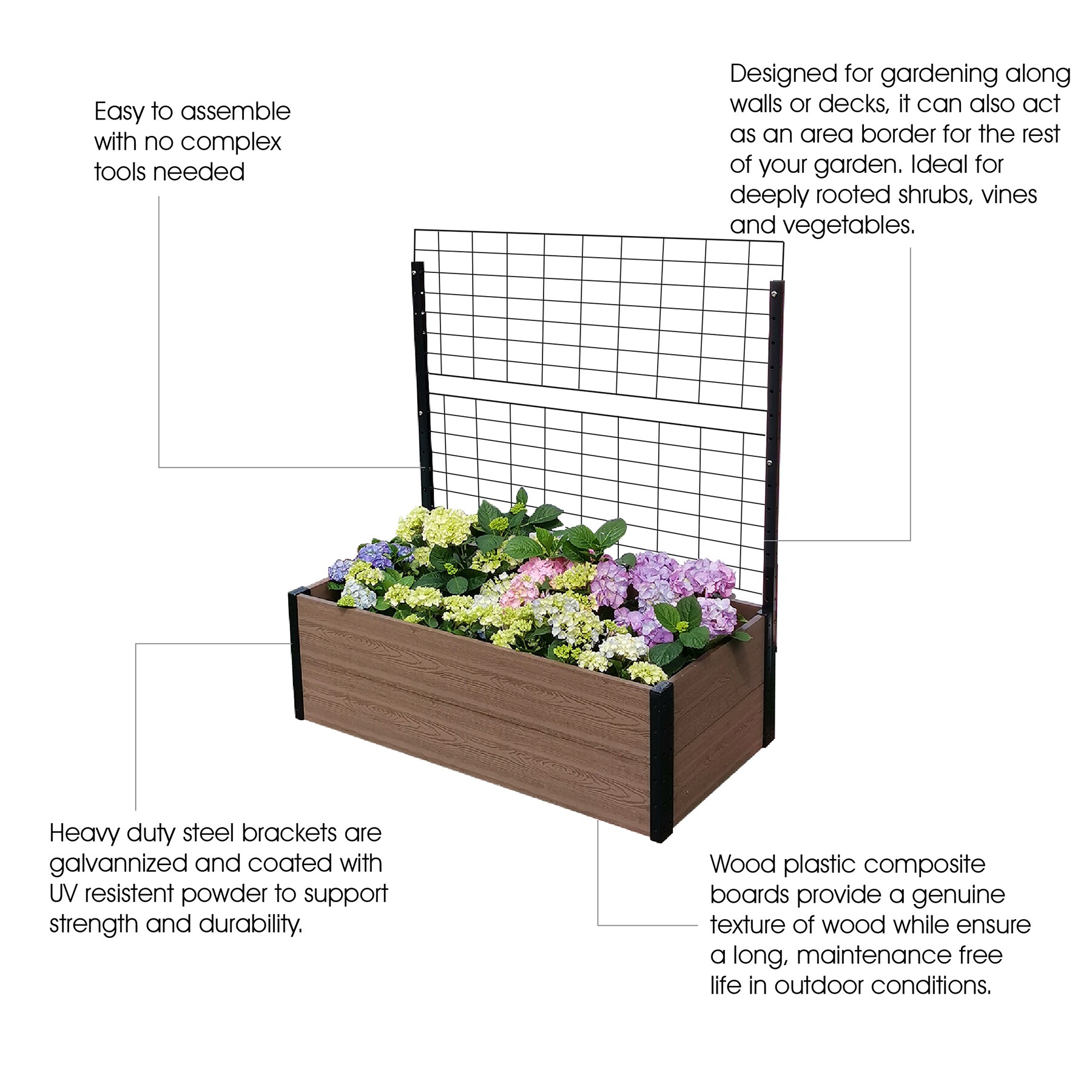 Everbloom 24-in W x 45-in L x 47-in H Brown Composite Raised Garden Bed ...