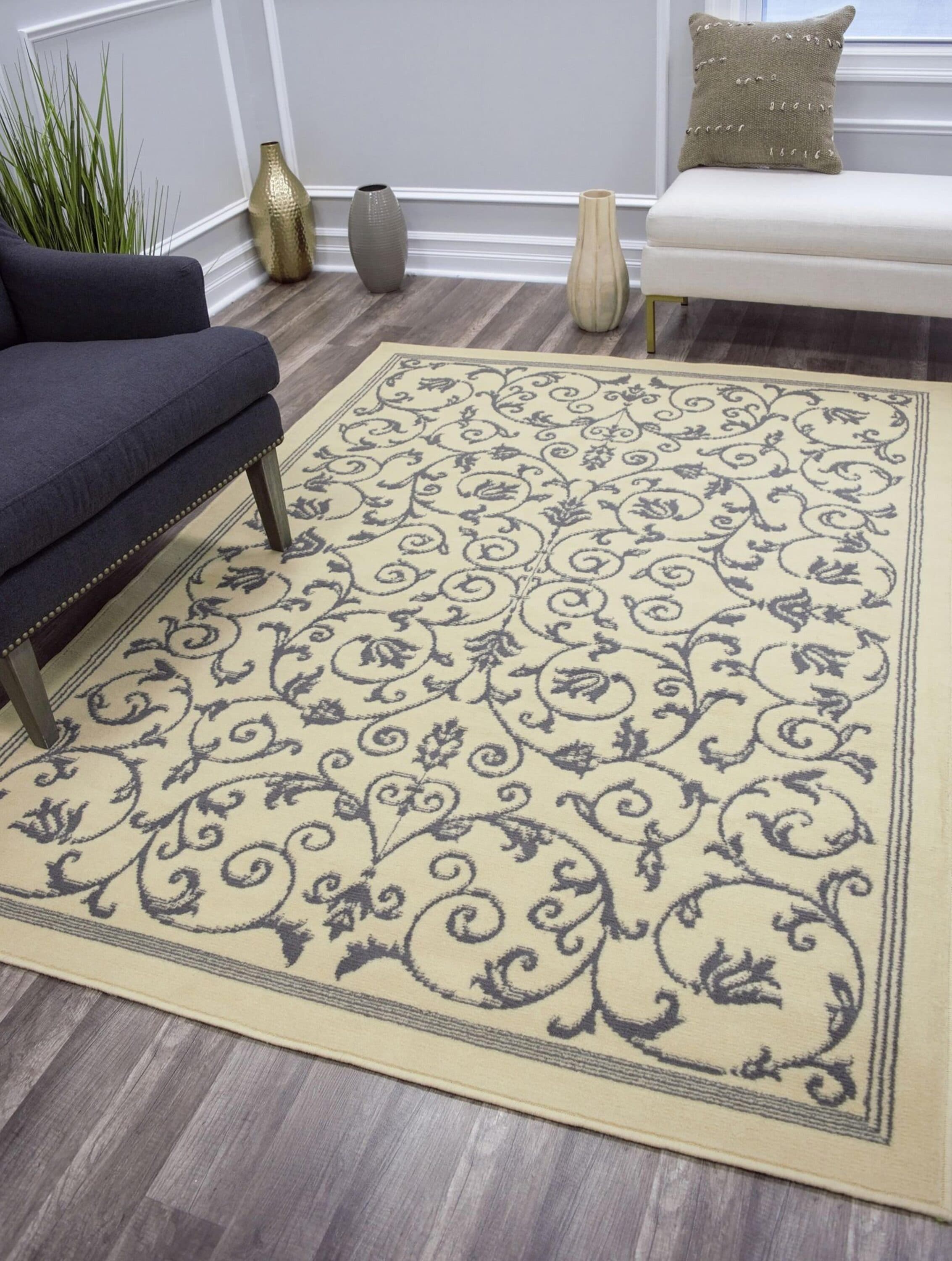 Rugs America Beaumont 2 X 12 Vines Ivory Indoor Trellis Runner Rug