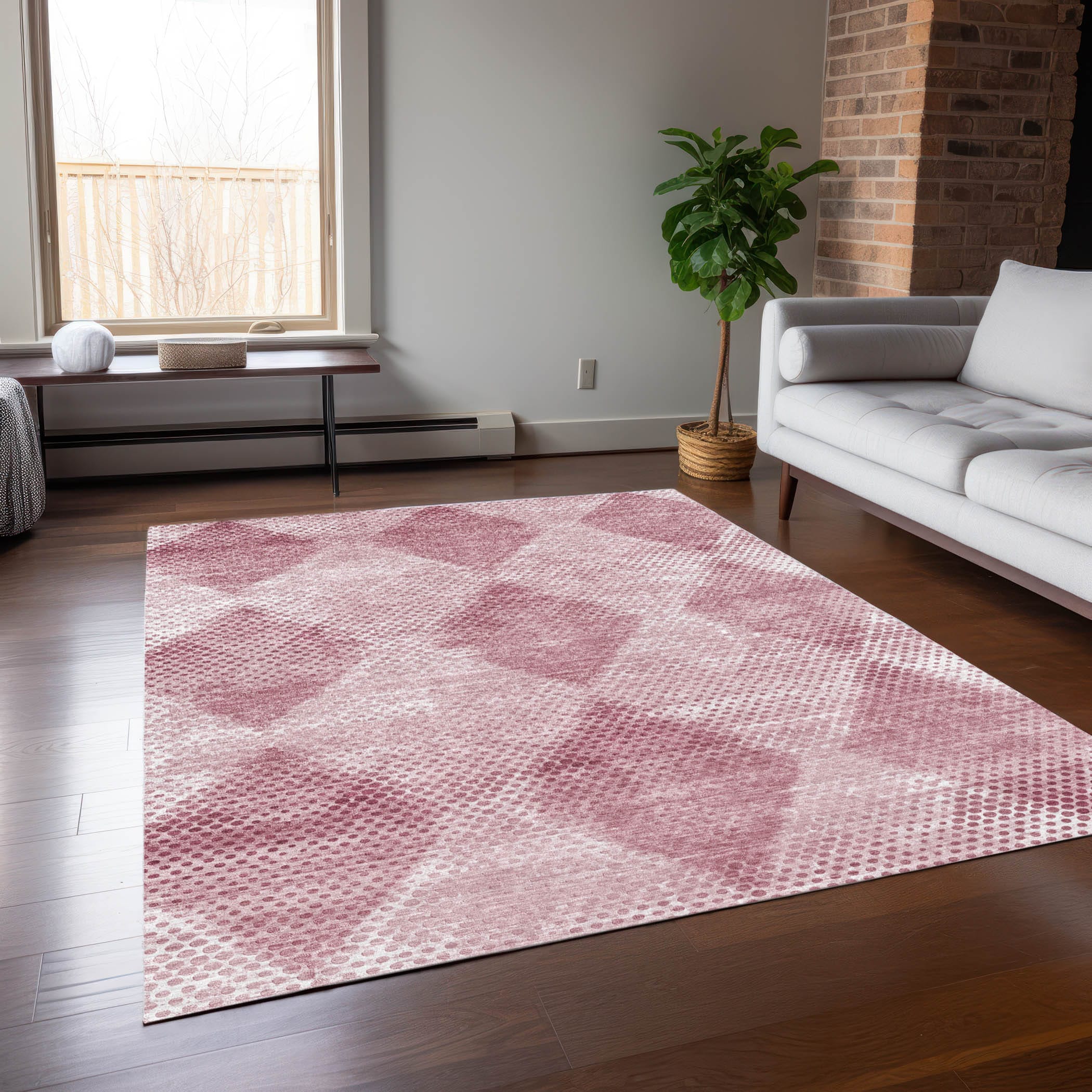 Addison Rugs ACN539MM30X46 Chantille 2 x 3 (ft) Polyester Merlot Rectangular Indoor/Outdoor Geometric Mid-Century Modern Machine washable Area rug